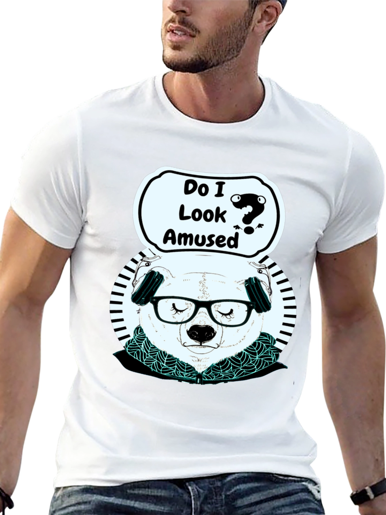 Amused Panda Graphic T-Shirt
