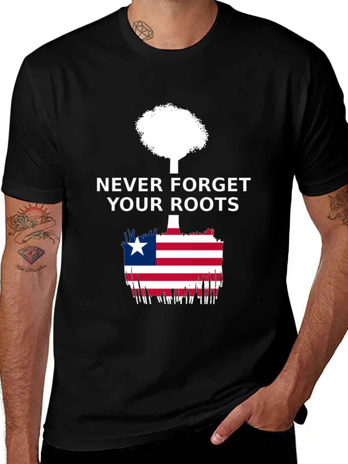Never Forget Your Roots Liberia Flag T-Shirt
