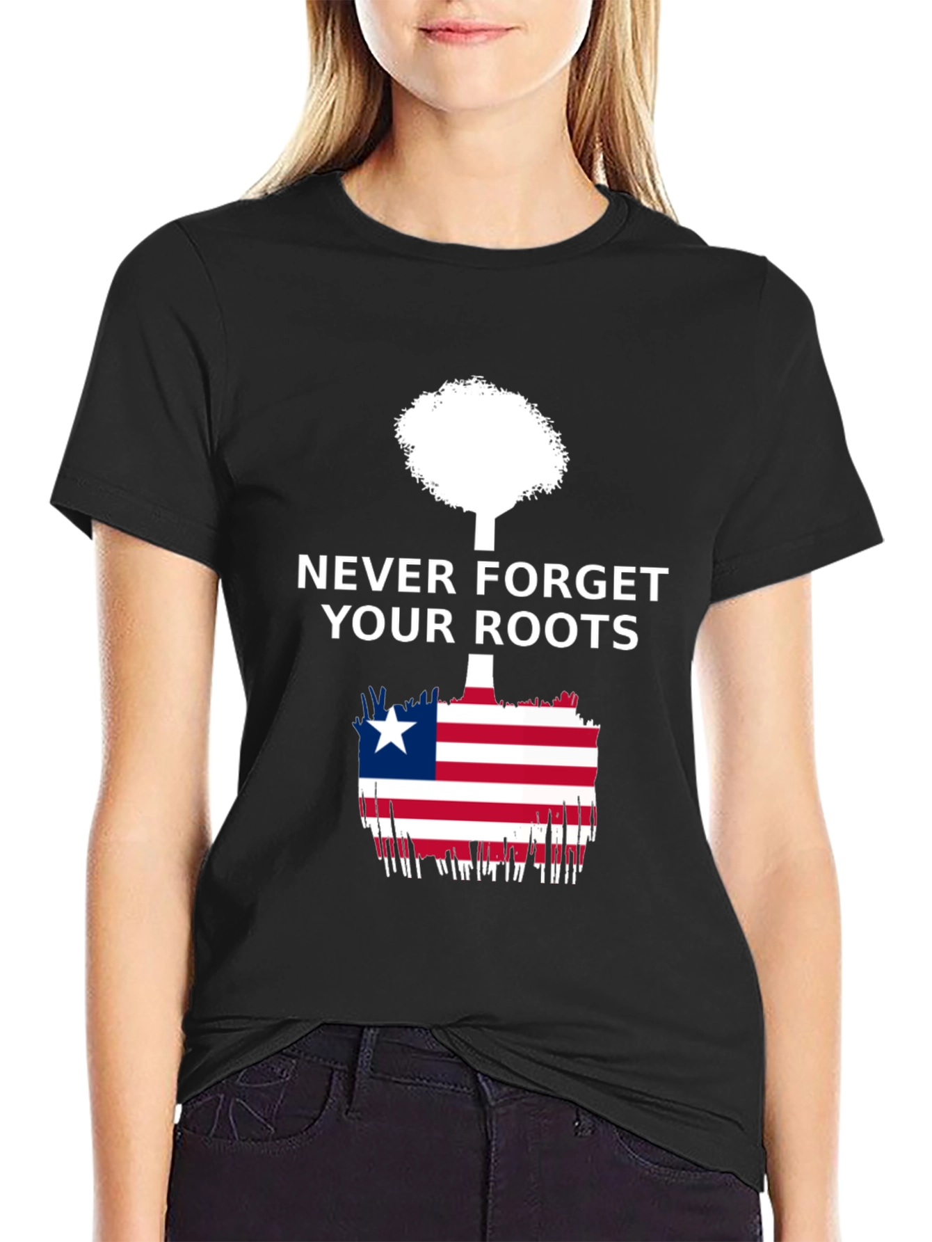 Never Forget Your Roots Liberia Flag T-Shirt