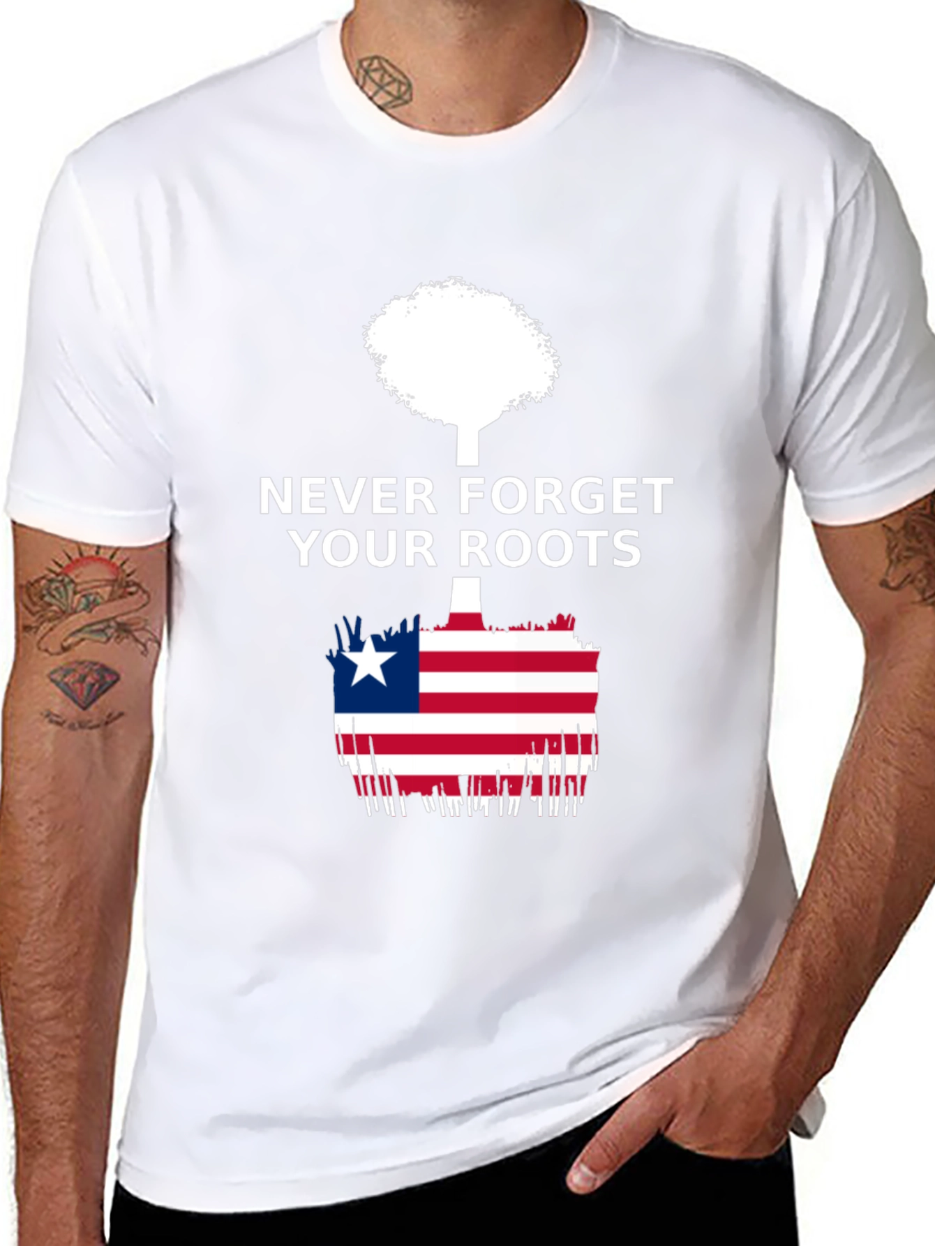Never Forget Your Roots Liberia Flag T-Shirt