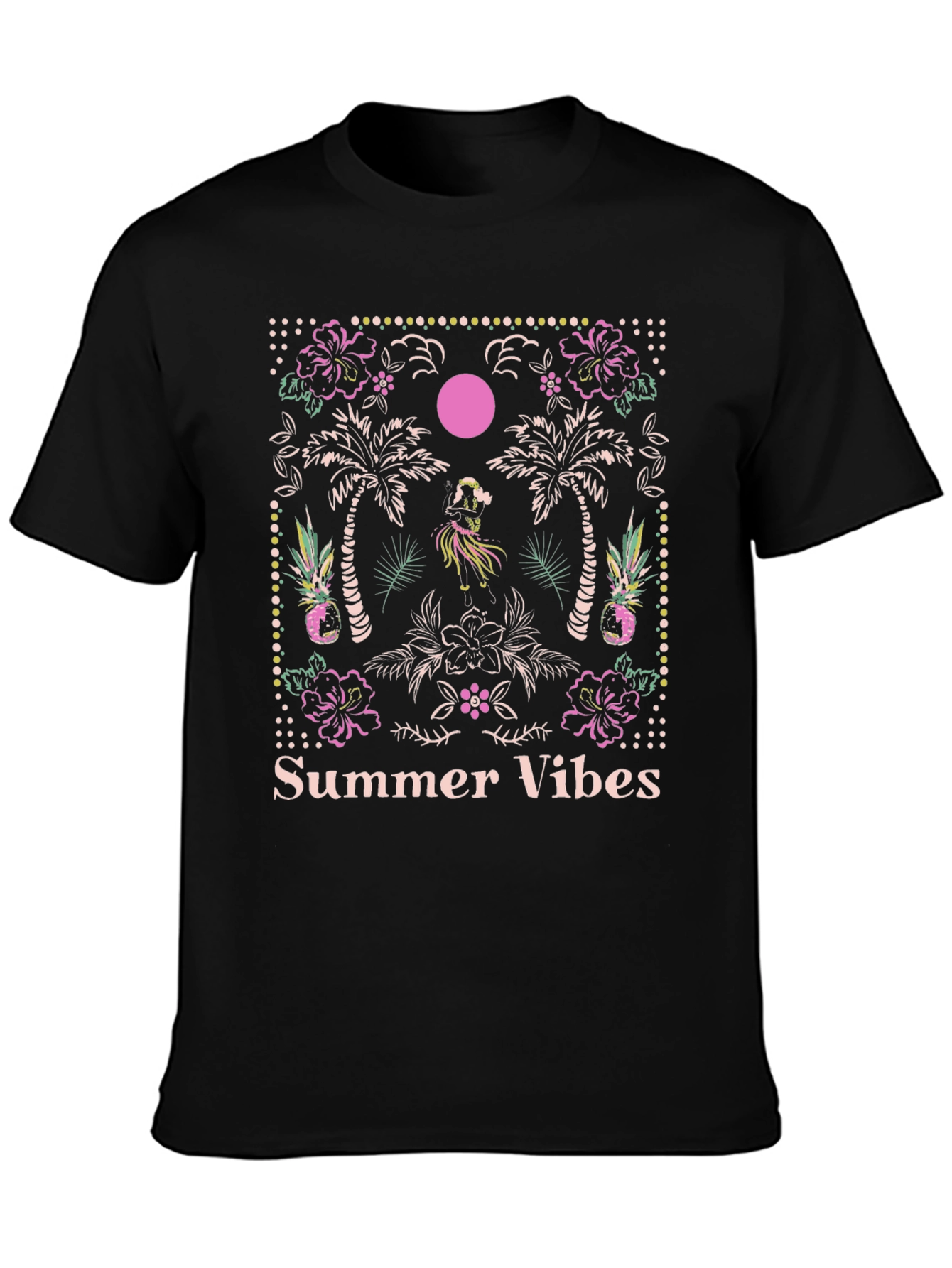 Summer Vibes Graphic Tee - Tropical Island Design