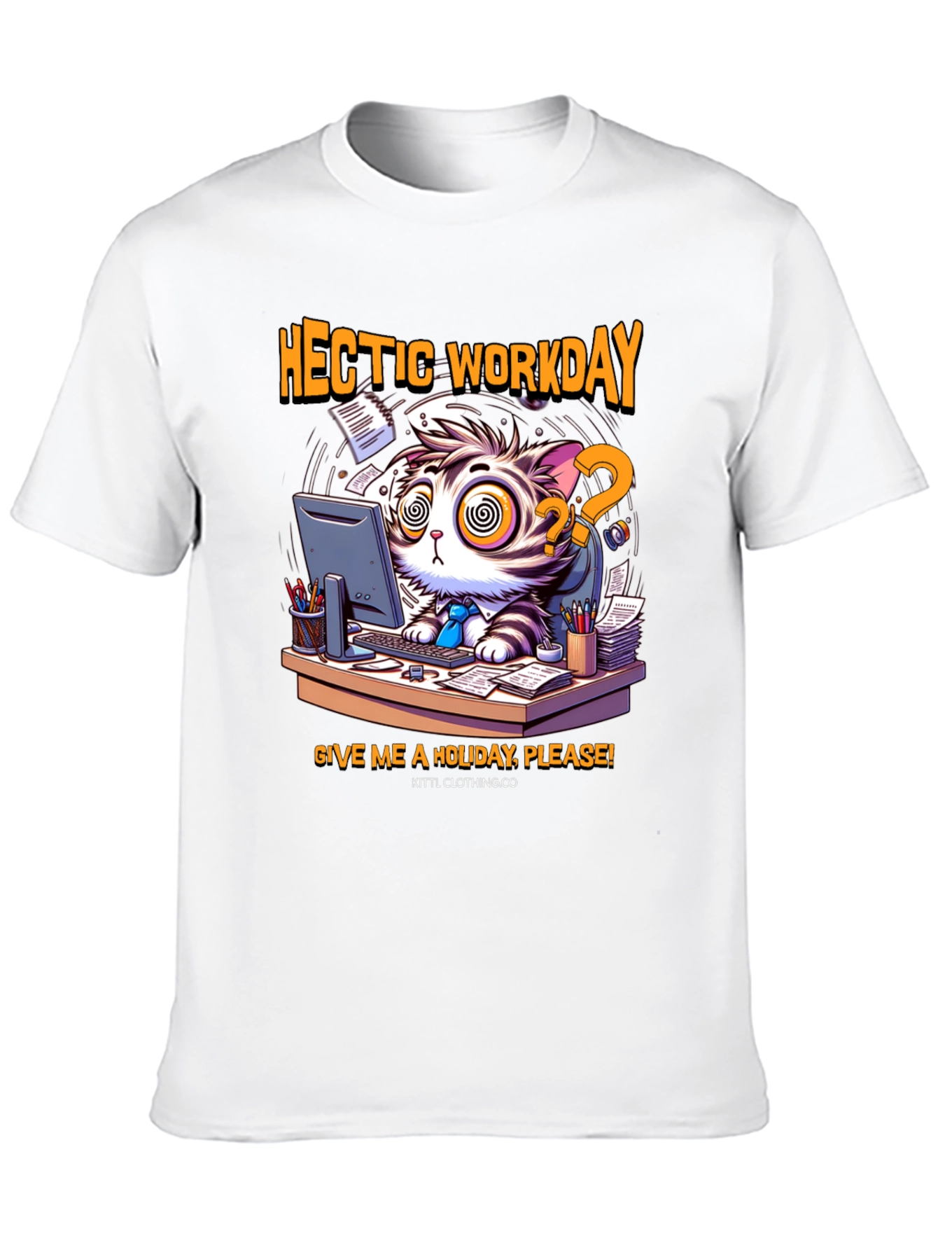 Hectic Workday Cat Graphic T-Shirt