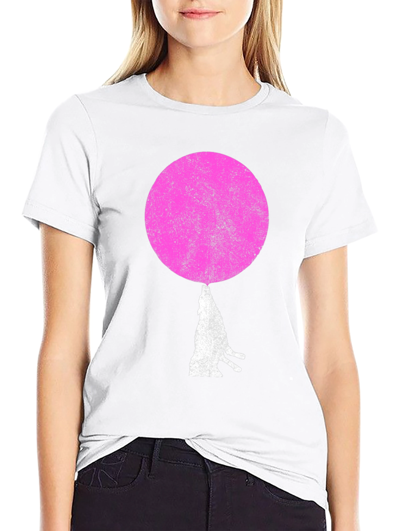 Pink Moon Wolf Graphic T-Shirt