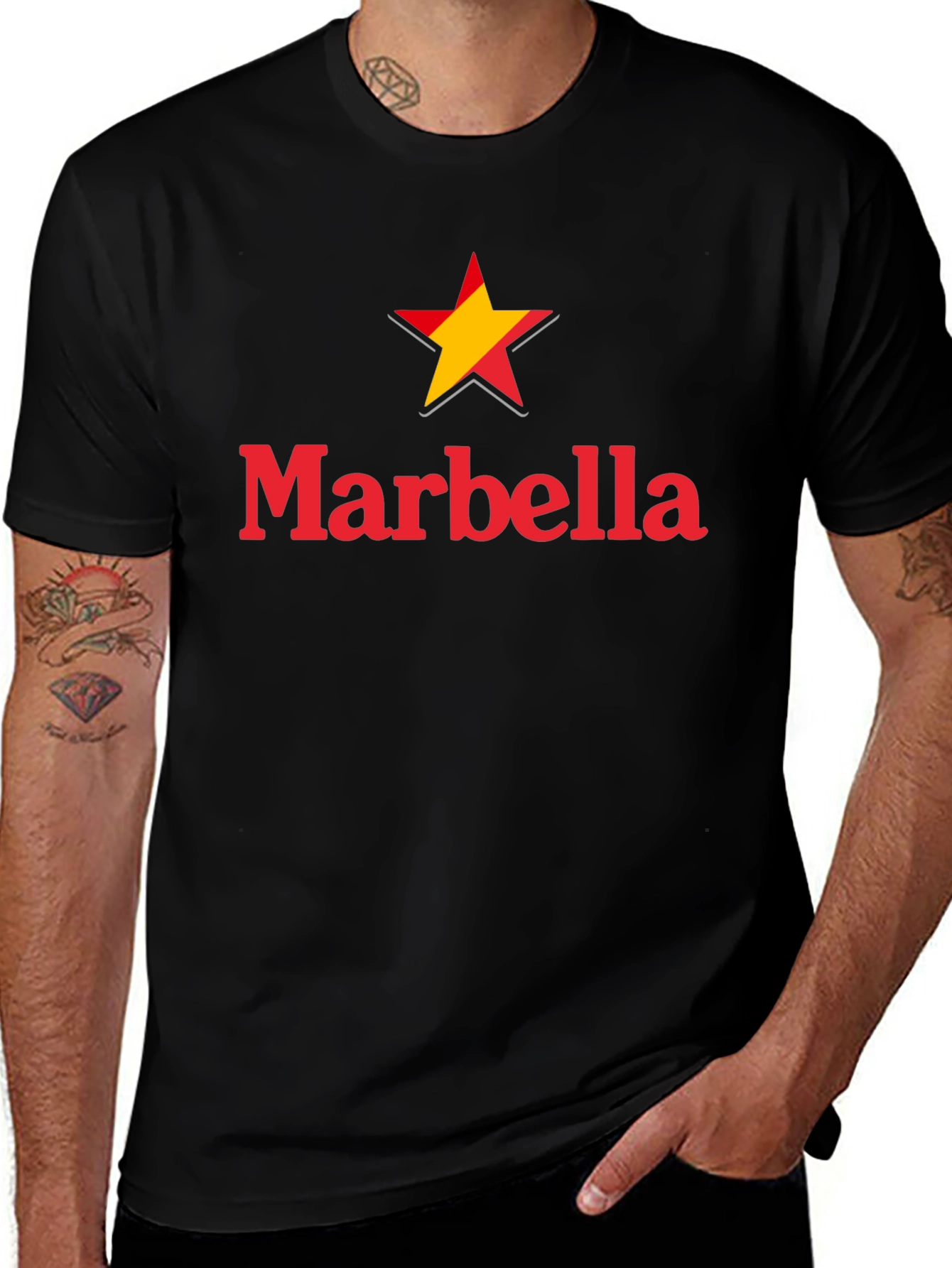 Marbella Star Graphic Black T-Shirt