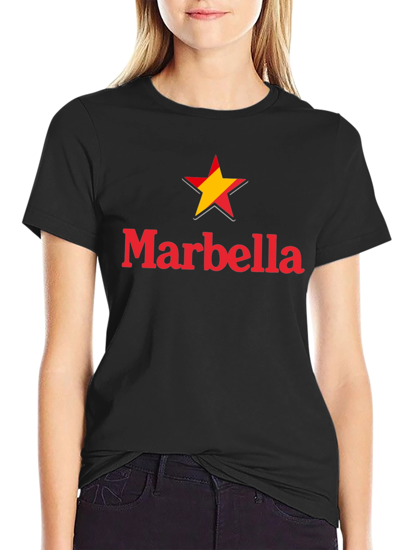 Marbella Star Graphic Black T-Shirt
