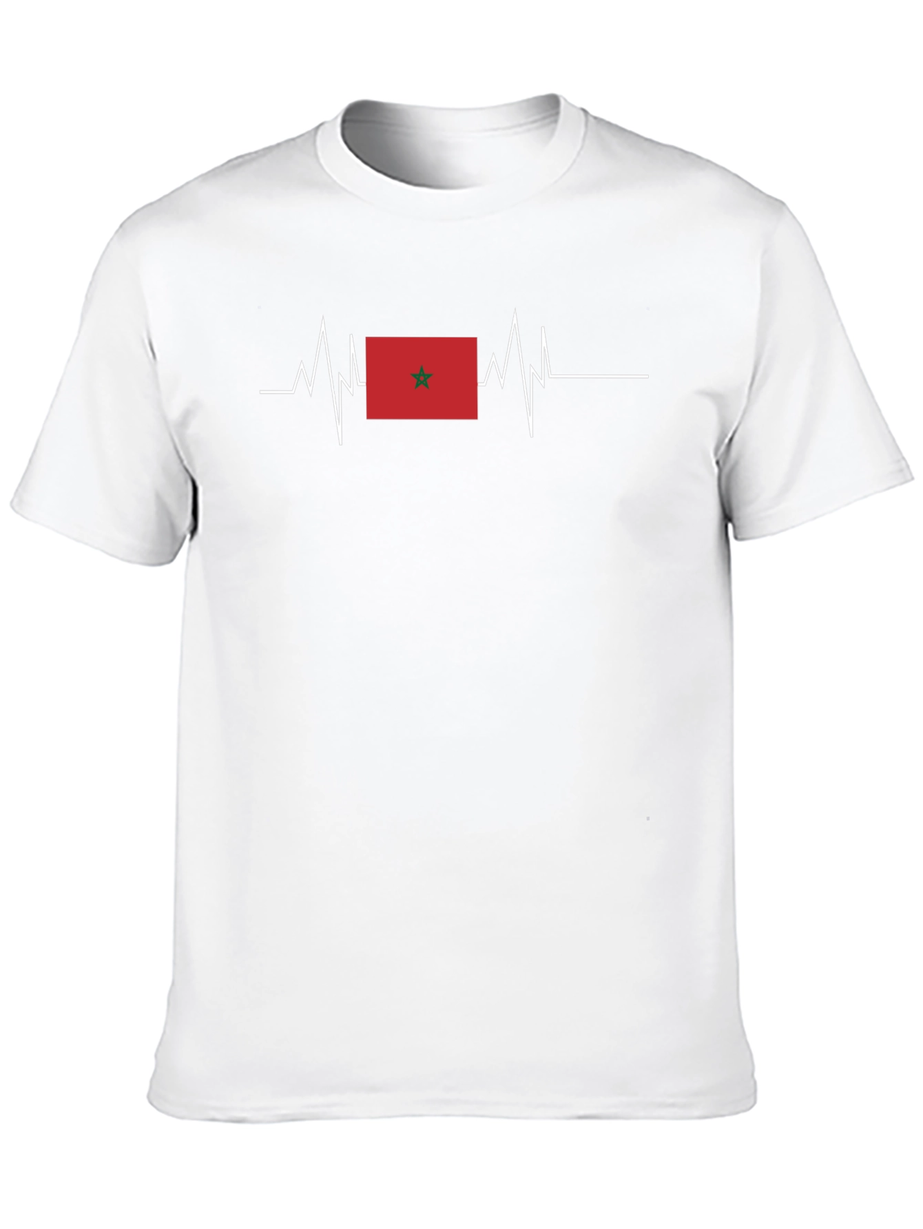 Morocco Flag Heartbeat T-Shirt - Black