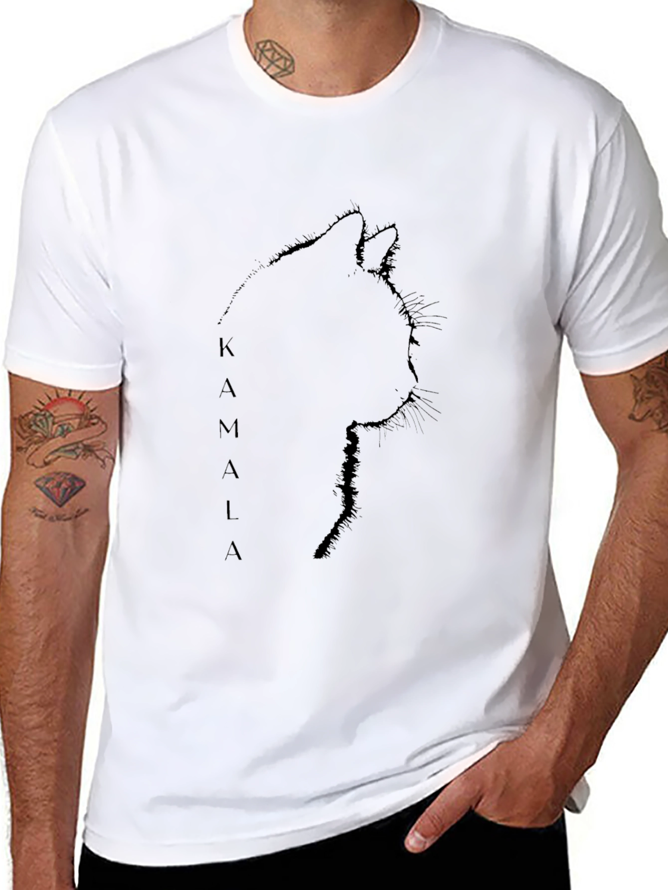 Kamala Cat Silhouette Black T-Shirt