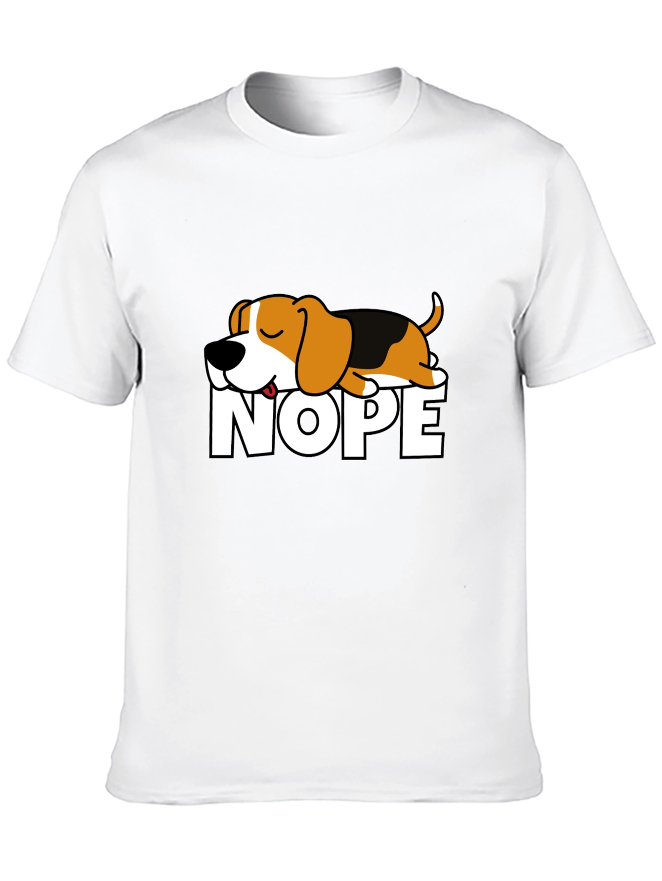 Nope Dog Graphic T-Shirt - Funny Sleepy Beagle Tee