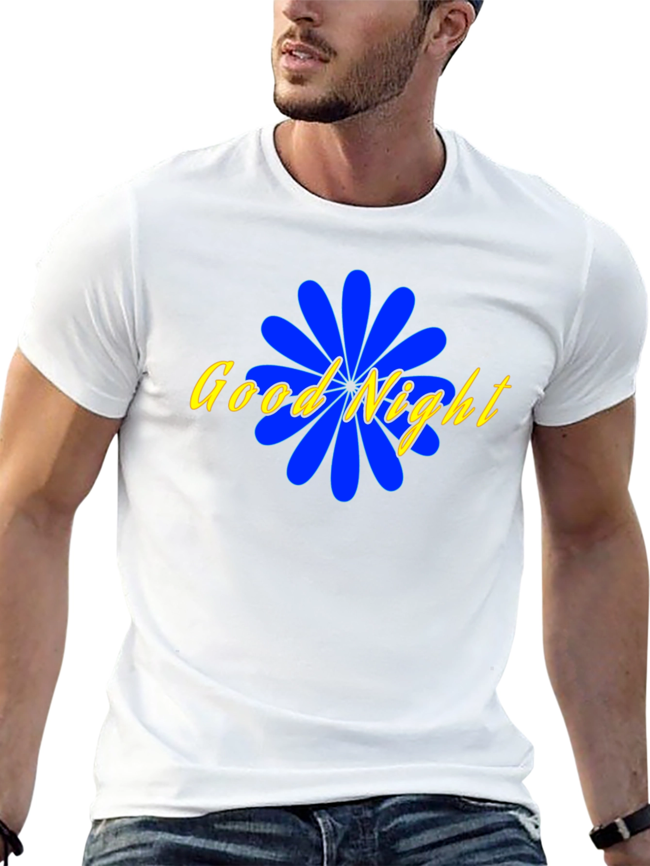 Good Night Floral Graphic Black T-Shirt