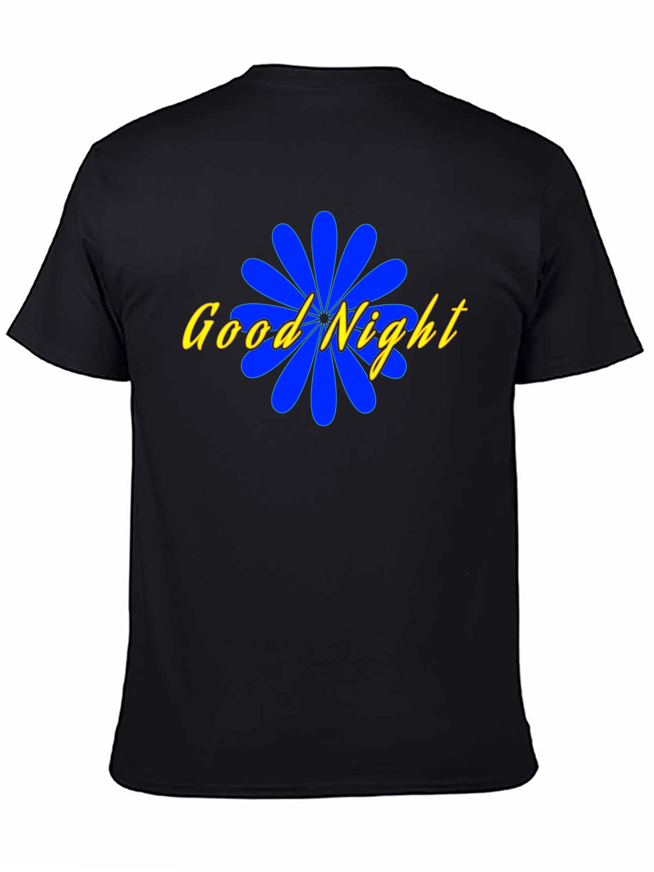 Good Night Floral Graphic Black T-Shirt