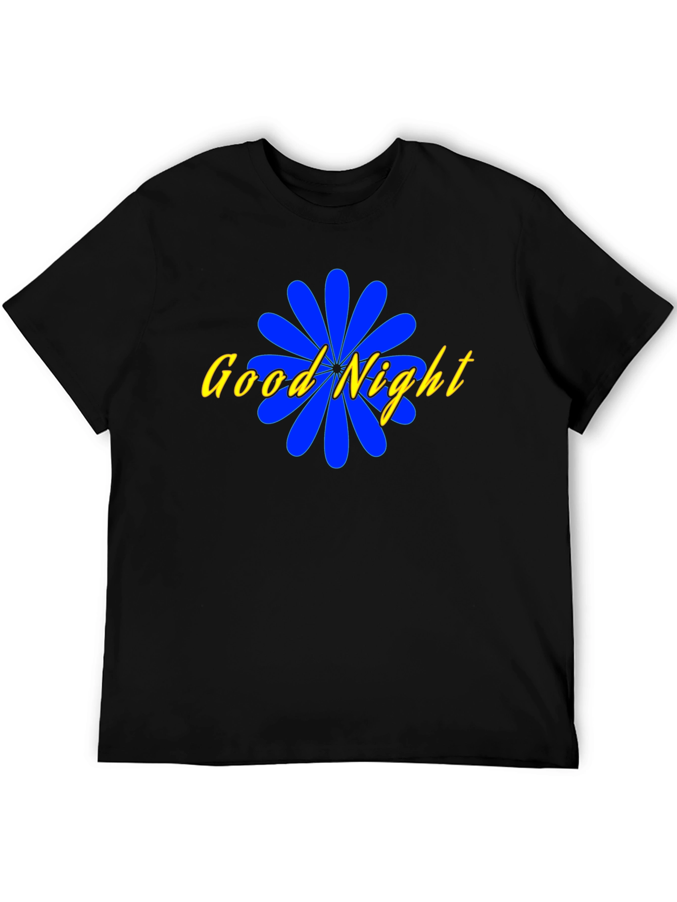 Good Night Floral Graphic Black T-Shirt