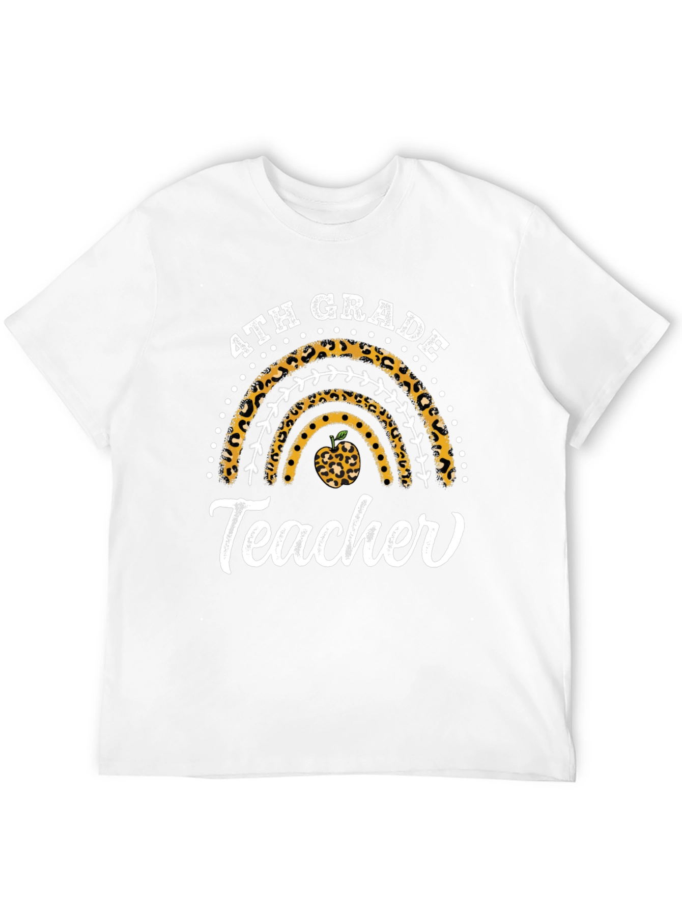 4th Grade Teacher Leopard Rainbow T-Shirt