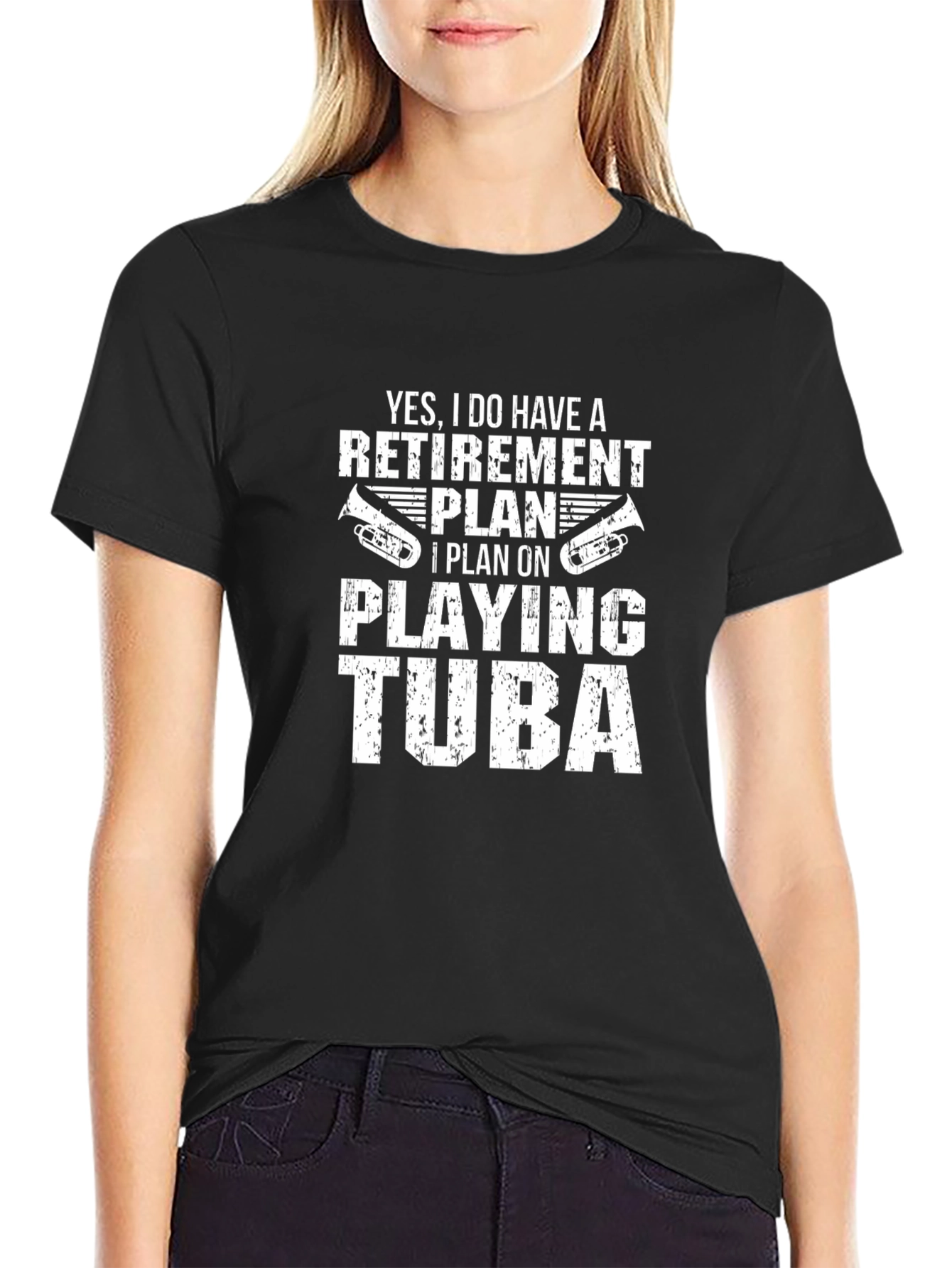 Retirement Plan Tuba Player Graphic Tee - Black