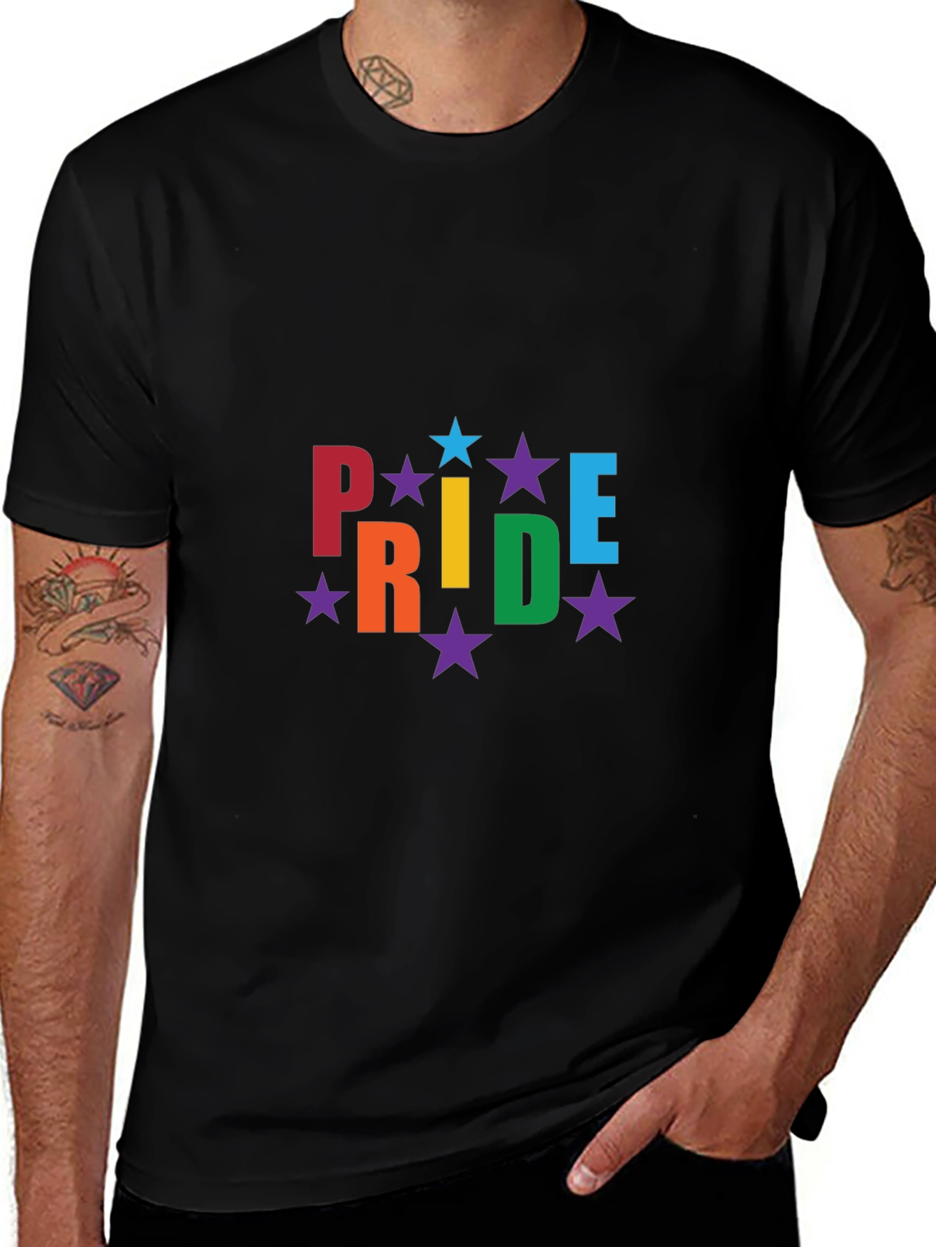 Pride Rainbow Star Black T-Shirt