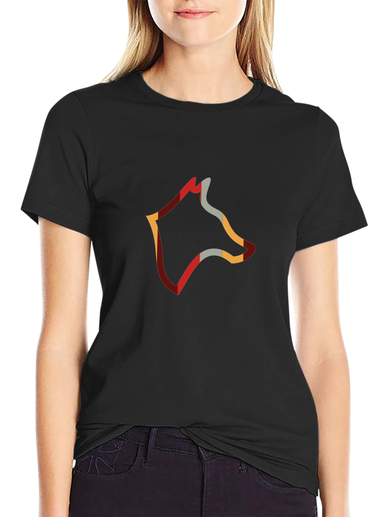 Abstract Wolf Head Graphic Tee - Modern Mens T-Shirt