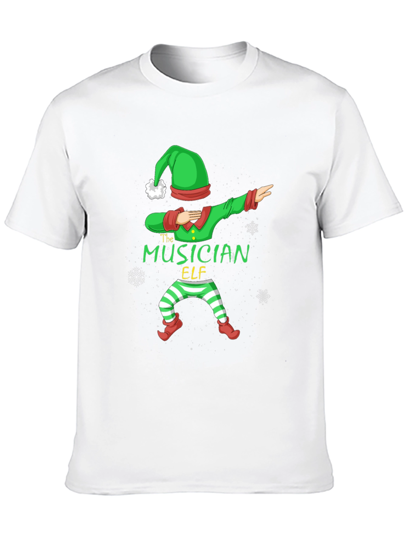 Musician Elf Dabbing Christmas Tee - Black Cotton Shirt