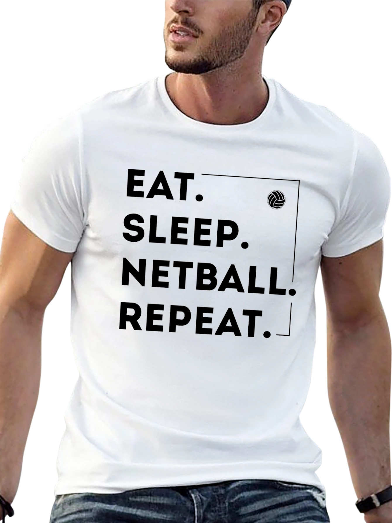 Eat Sleep Netball Repeat Black T-Shirt