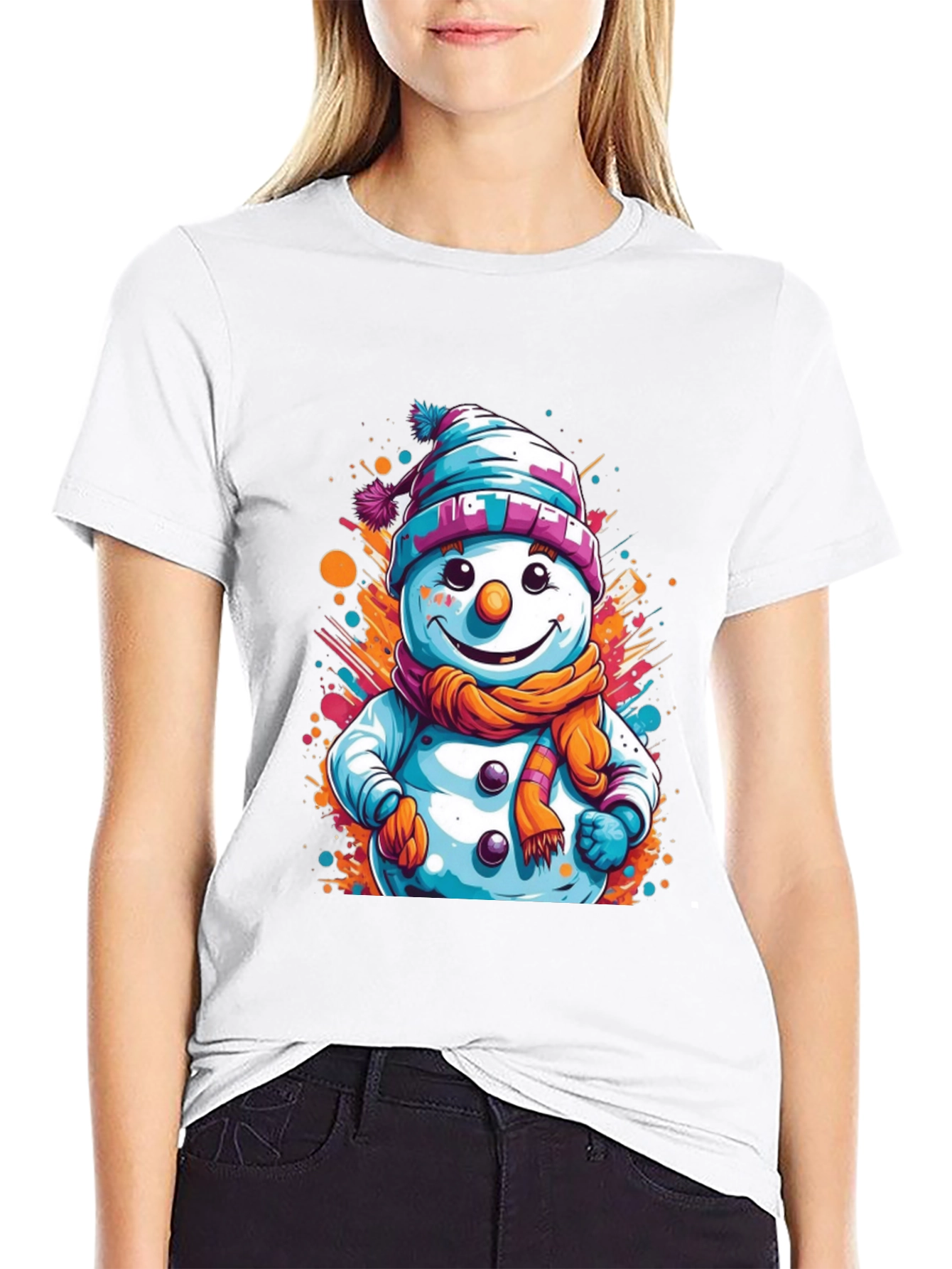 Snowman Graphic Tee - Festive Holiday Style