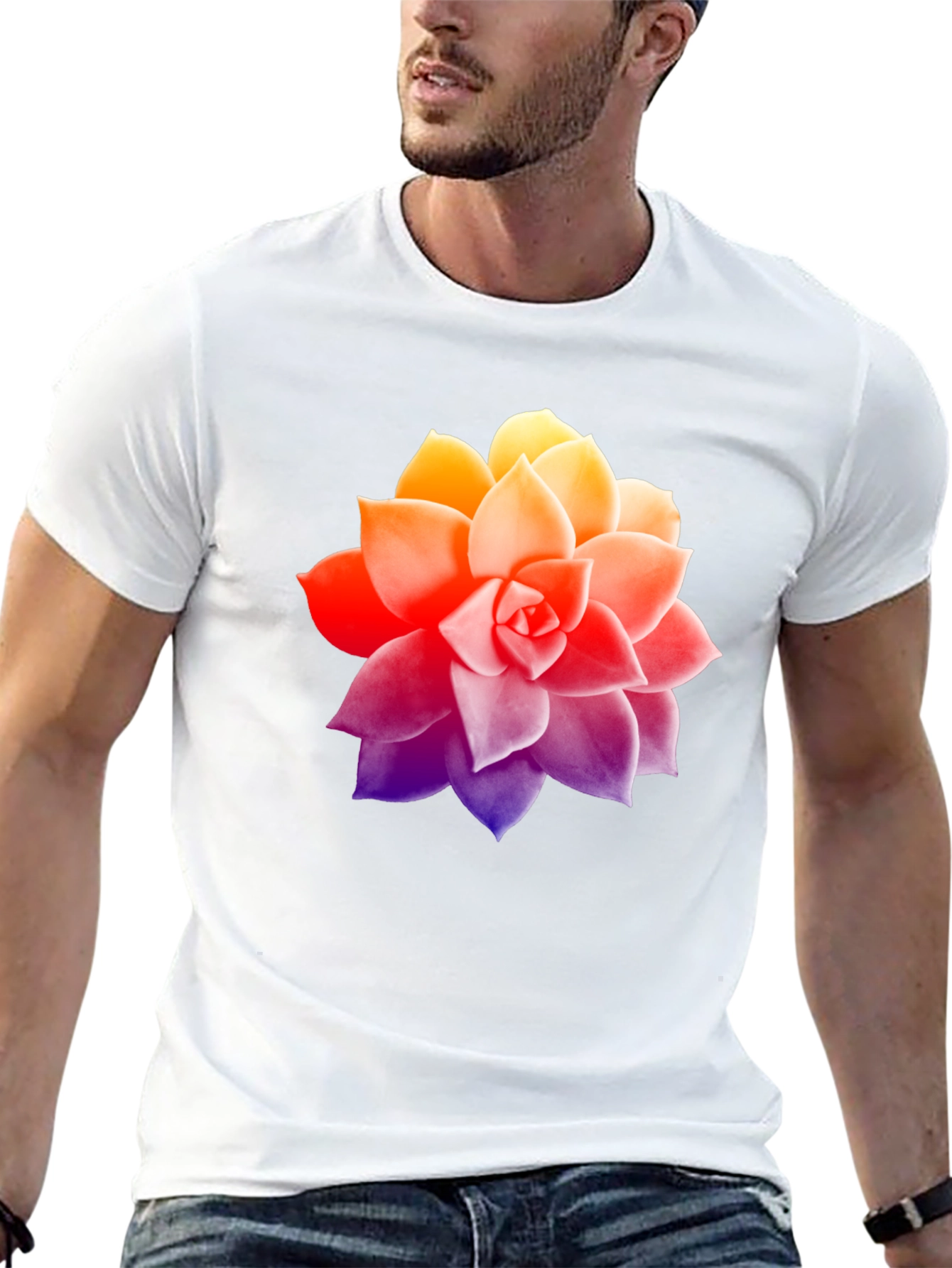 Succulent Graphic Tee - Stylish Mens Black T-Shirt