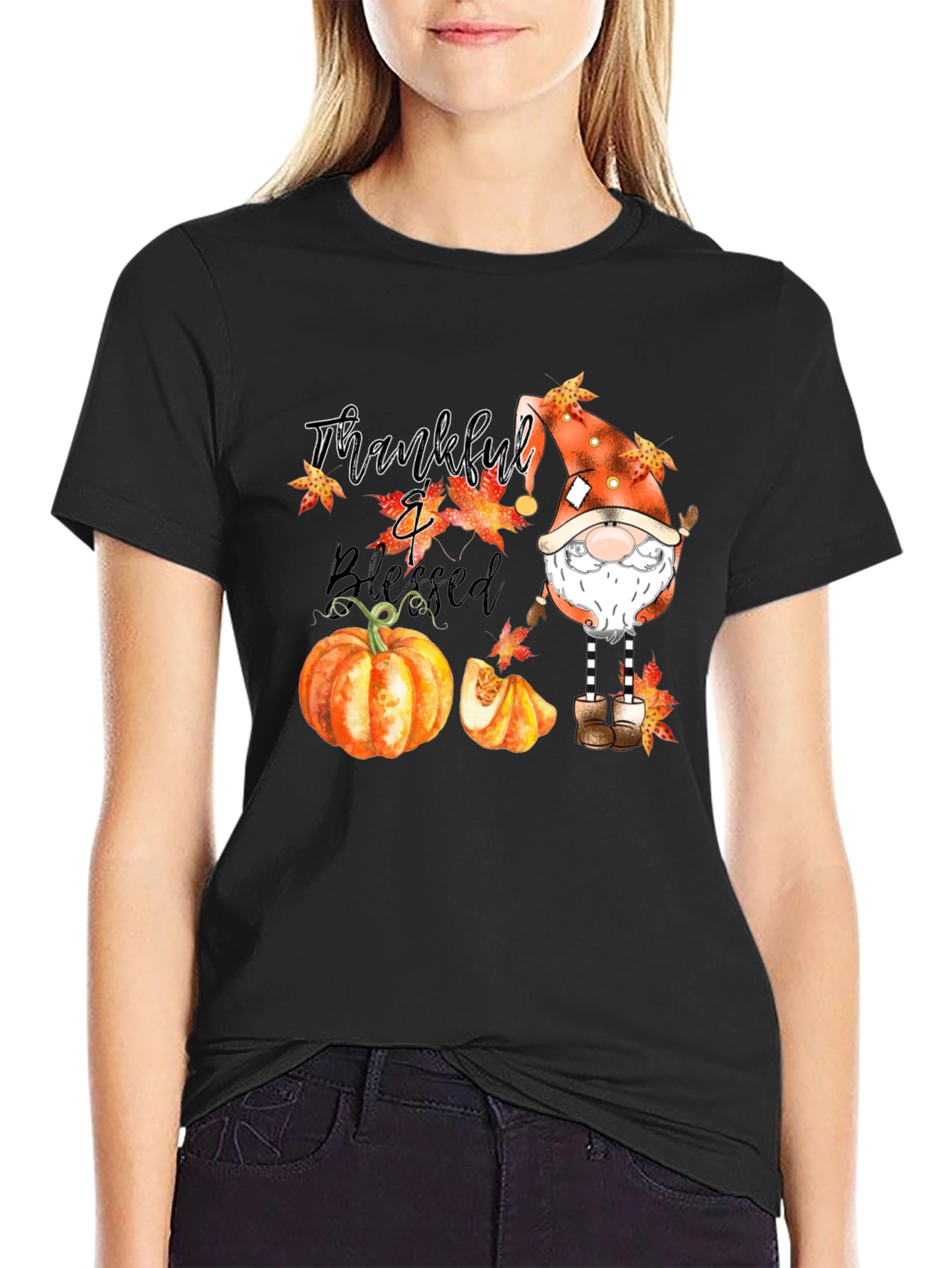 Thankful & Blessed Autumn Gnome T-Shirt