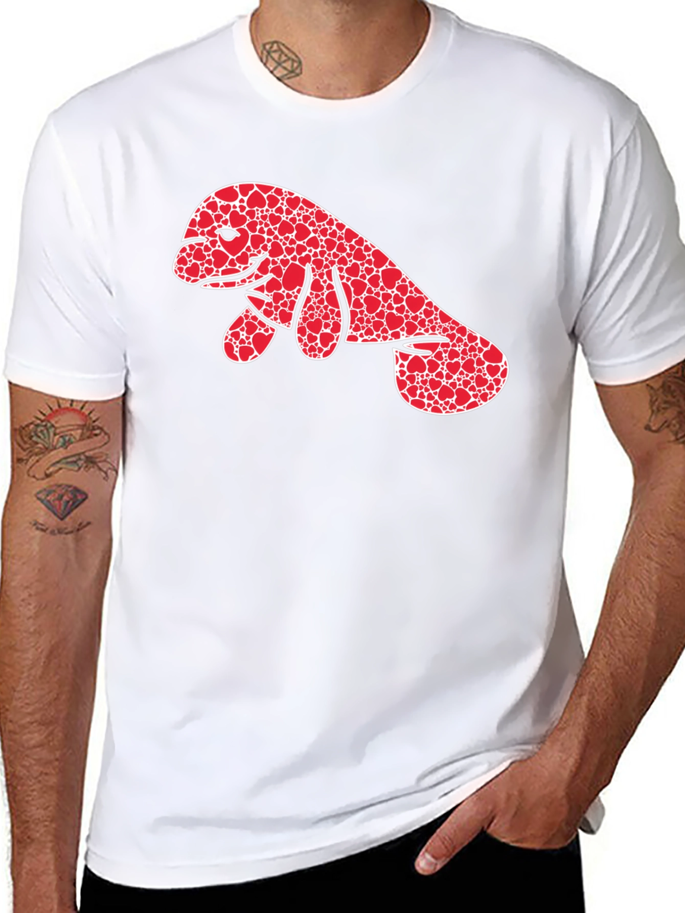 Heart Manatee Graphic Tee - Black