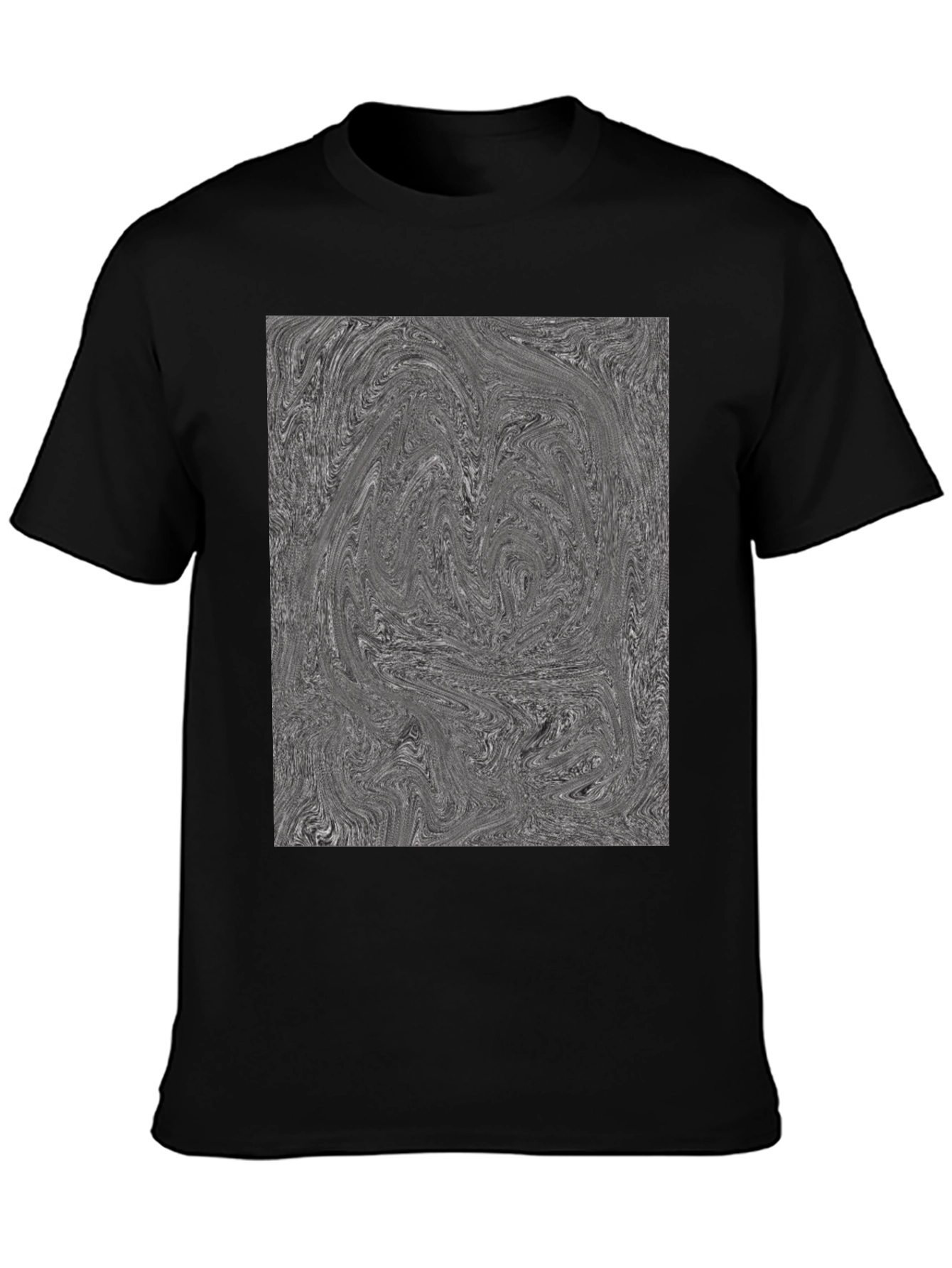 Abstract Swirl Graphic Tee - Black Cotton Blend