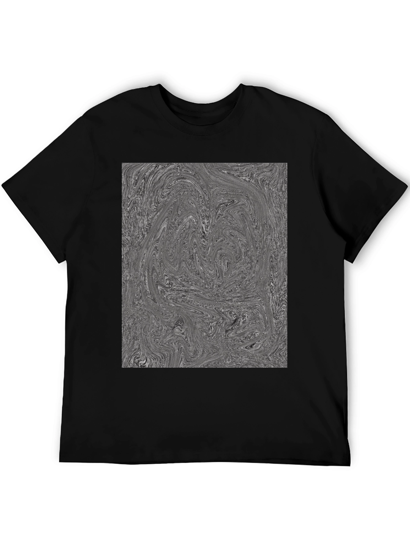 Abstract Swirl Graphic Tee - Black Cotton Blend