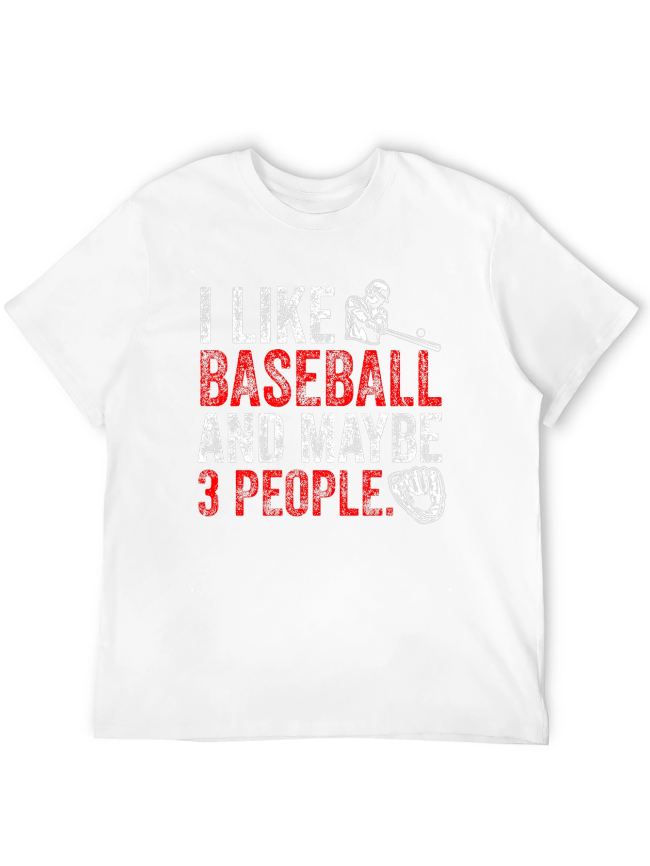 I Like Baseball & Maybe 3 People Black T-Shirt