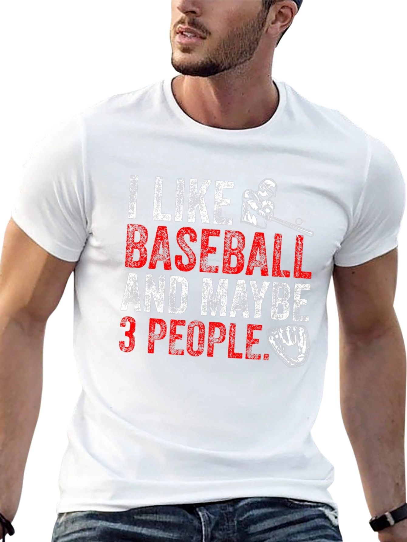 I Like Baseball & Maybe 3 People Black T-Shirt