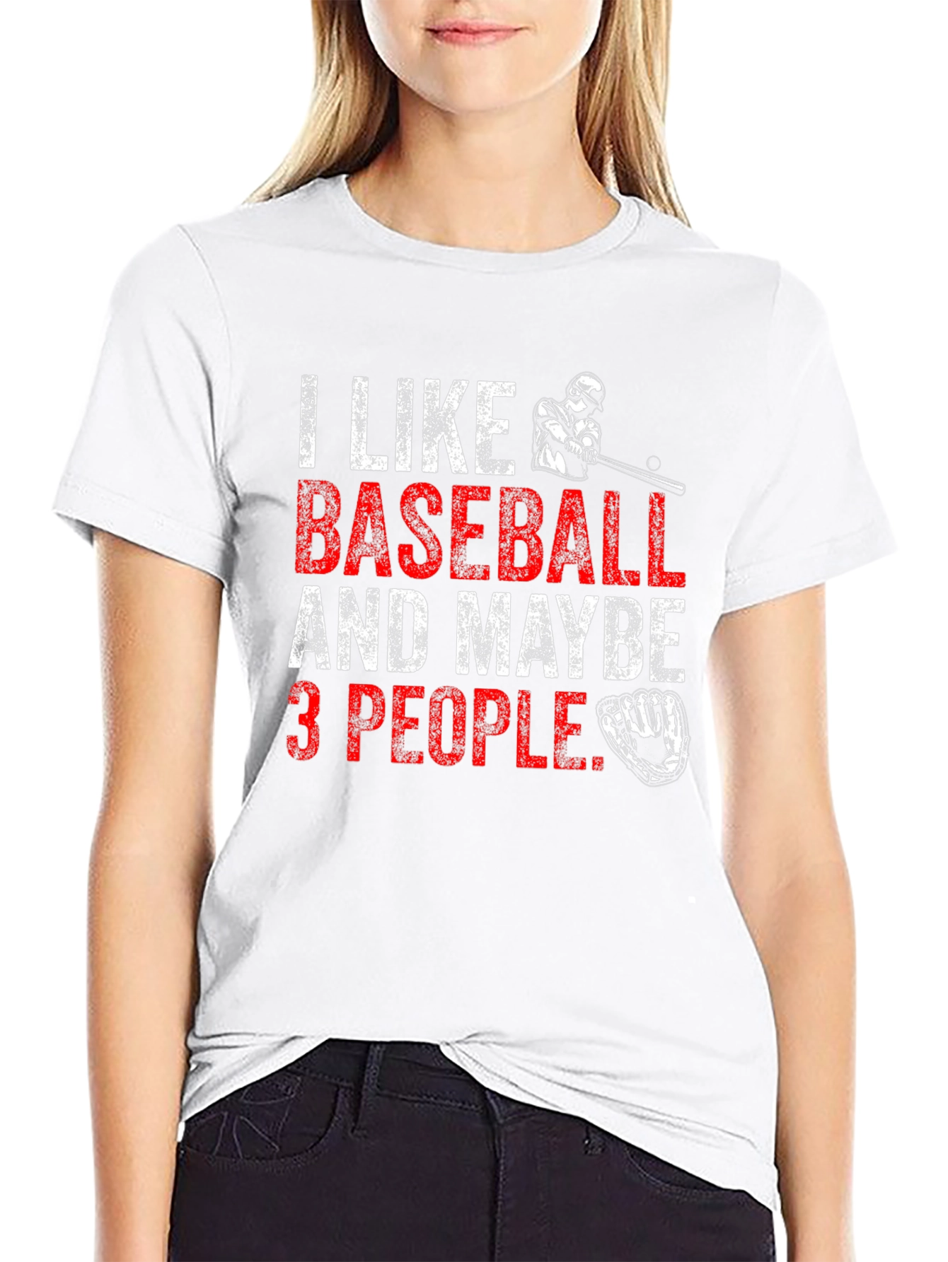 I Like Baseball & Maybe 3 People Black T-Shirt