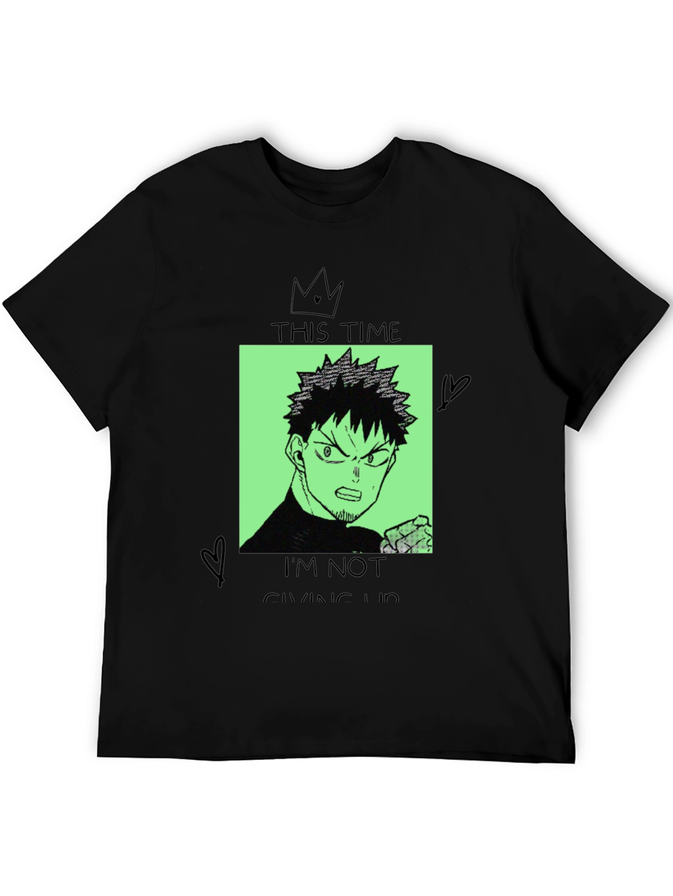 Anime Graphic Tee - Never Give Up Design