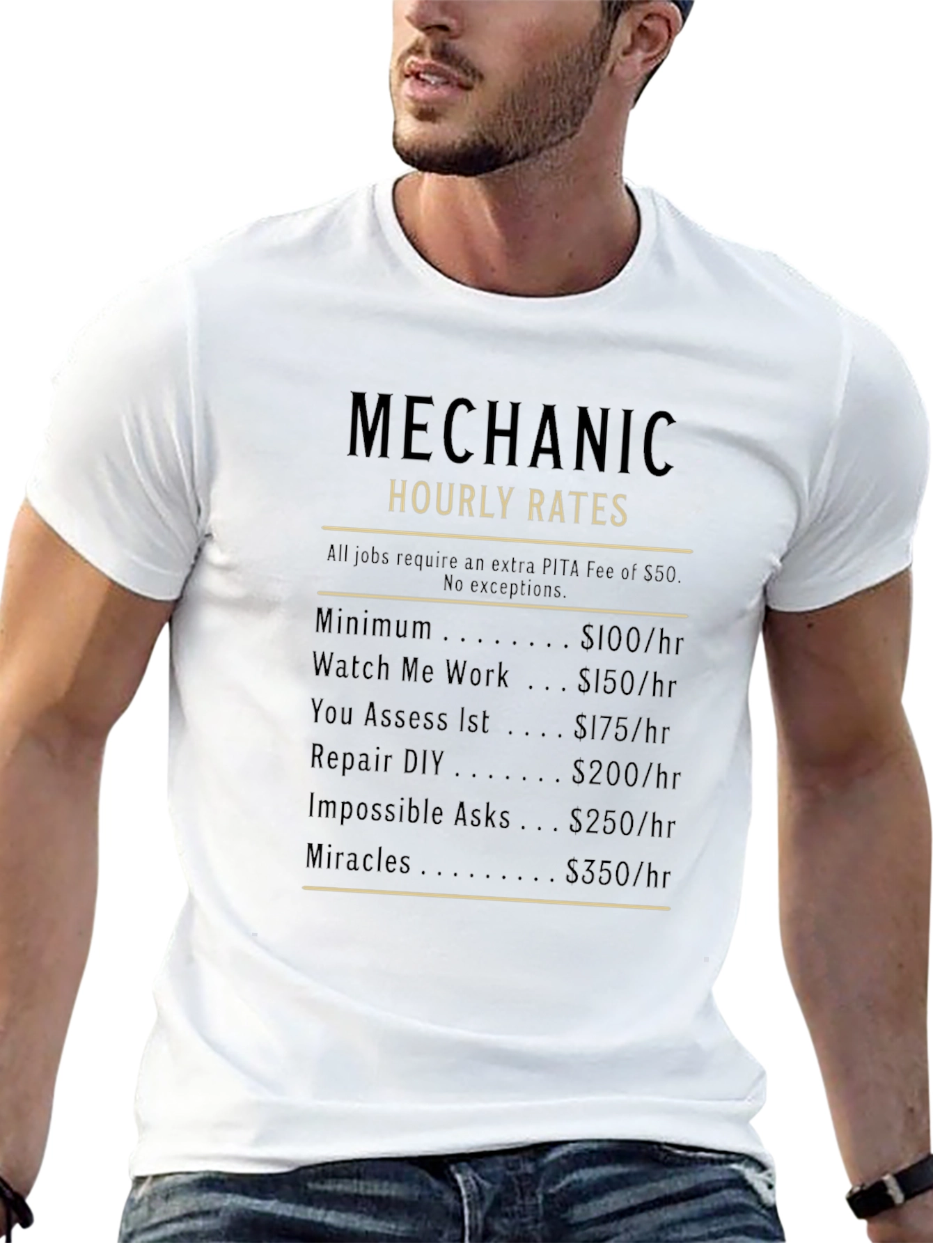 Mechanic Hourly Rates Funny Graphic T-Shirt