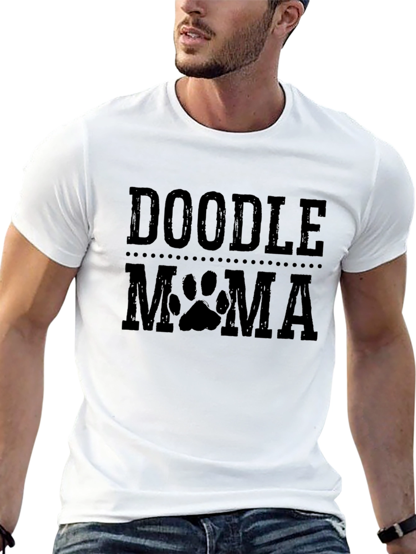 Doodle Mama Paw Print Black Graphic T-Shirt