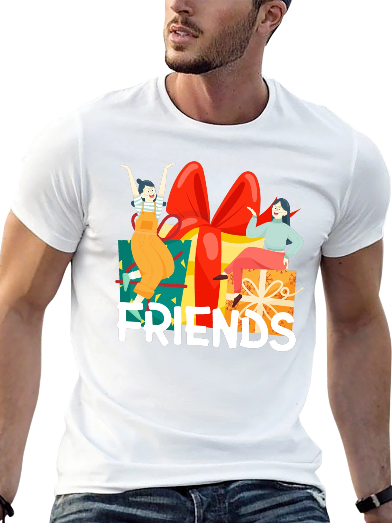 Friends Gift Box Graphic Tee - Unisex Black T-Shirt