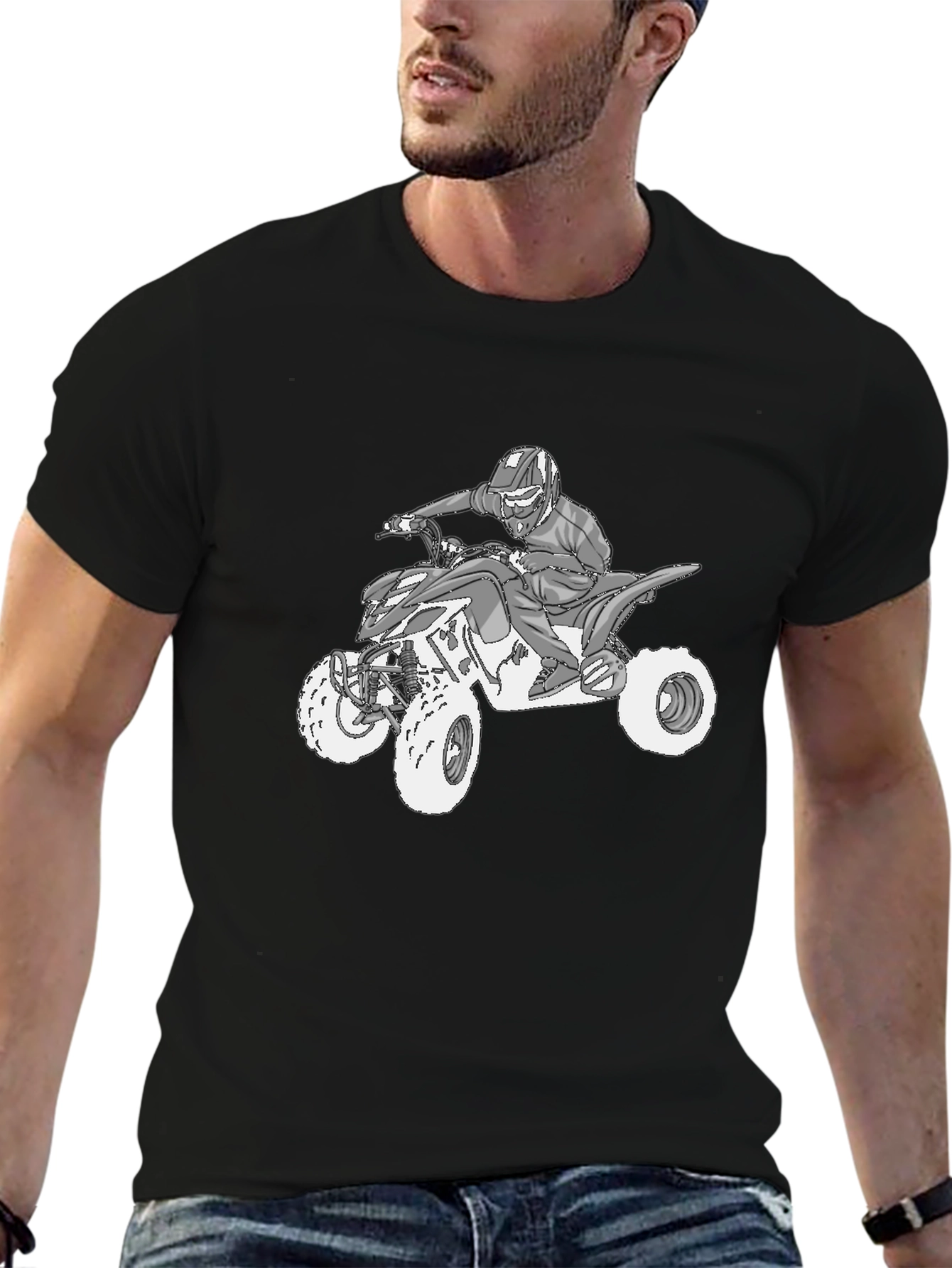 ATV Rider Graphic Tee - Black Cotton T-Shirt