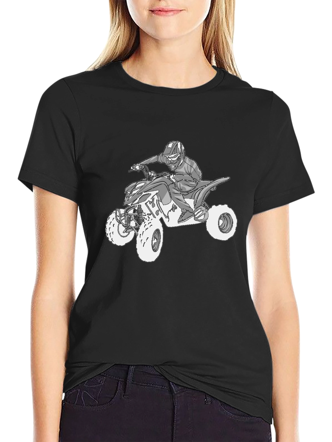 ATV Rider Graphic Tee - Black Cotton T-Shirt