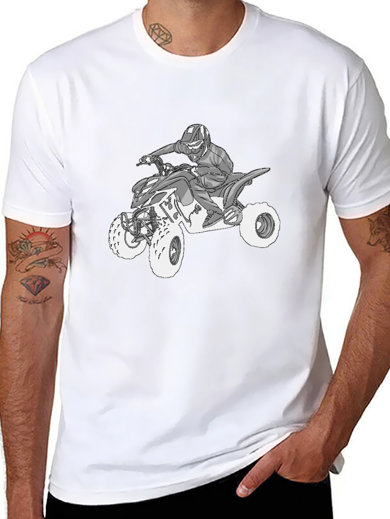 ATV Rider Graphic Tee - Black Cotton T-Shirt