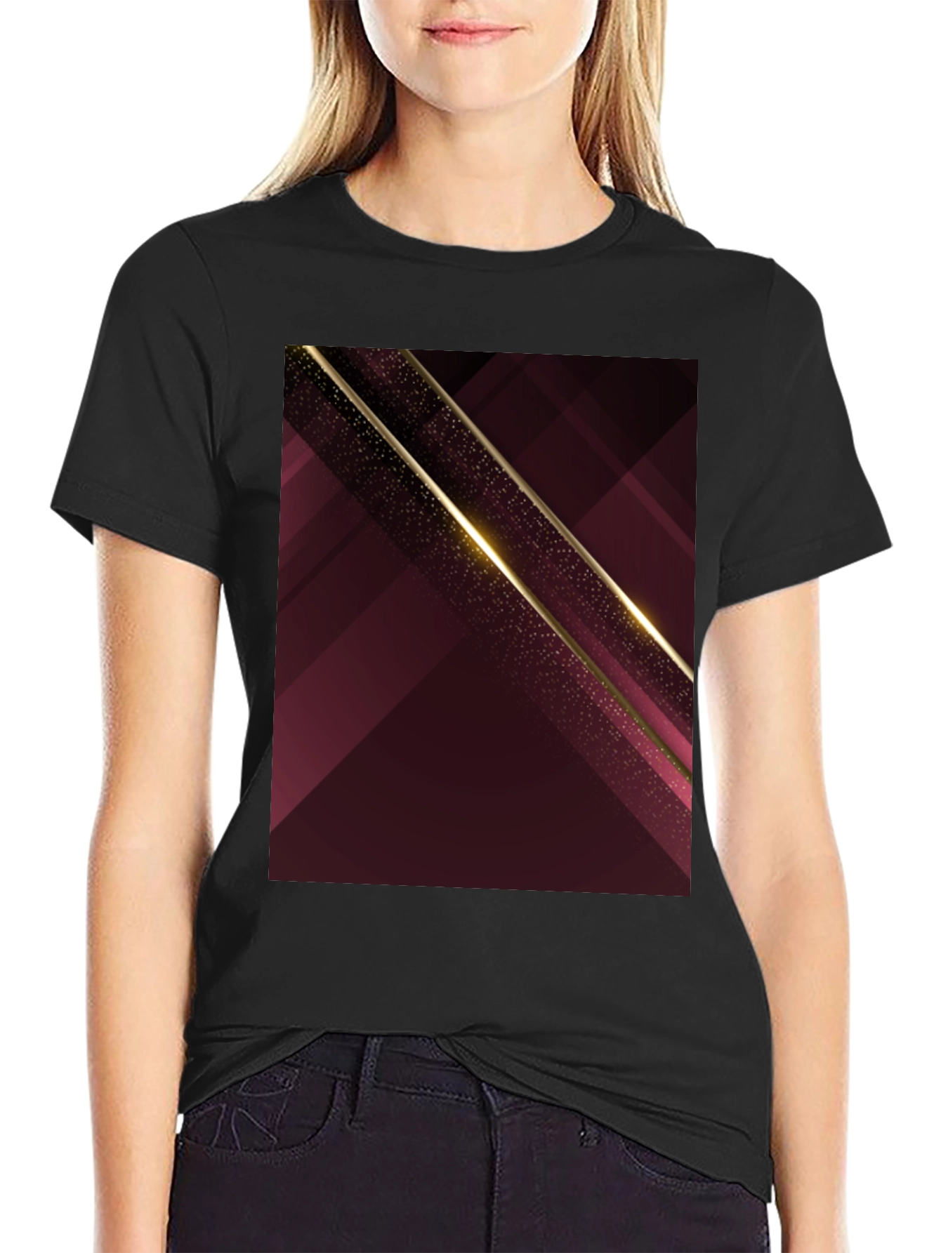 Abstract Geometric Maroon & Gold Mens T-Shirt
