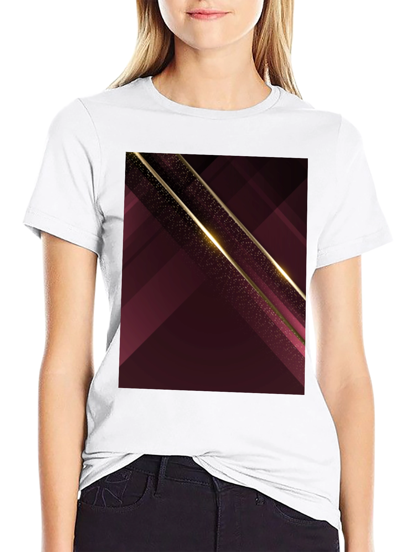 Abstract Geometric Maroon & Gold Mens T-Shirt