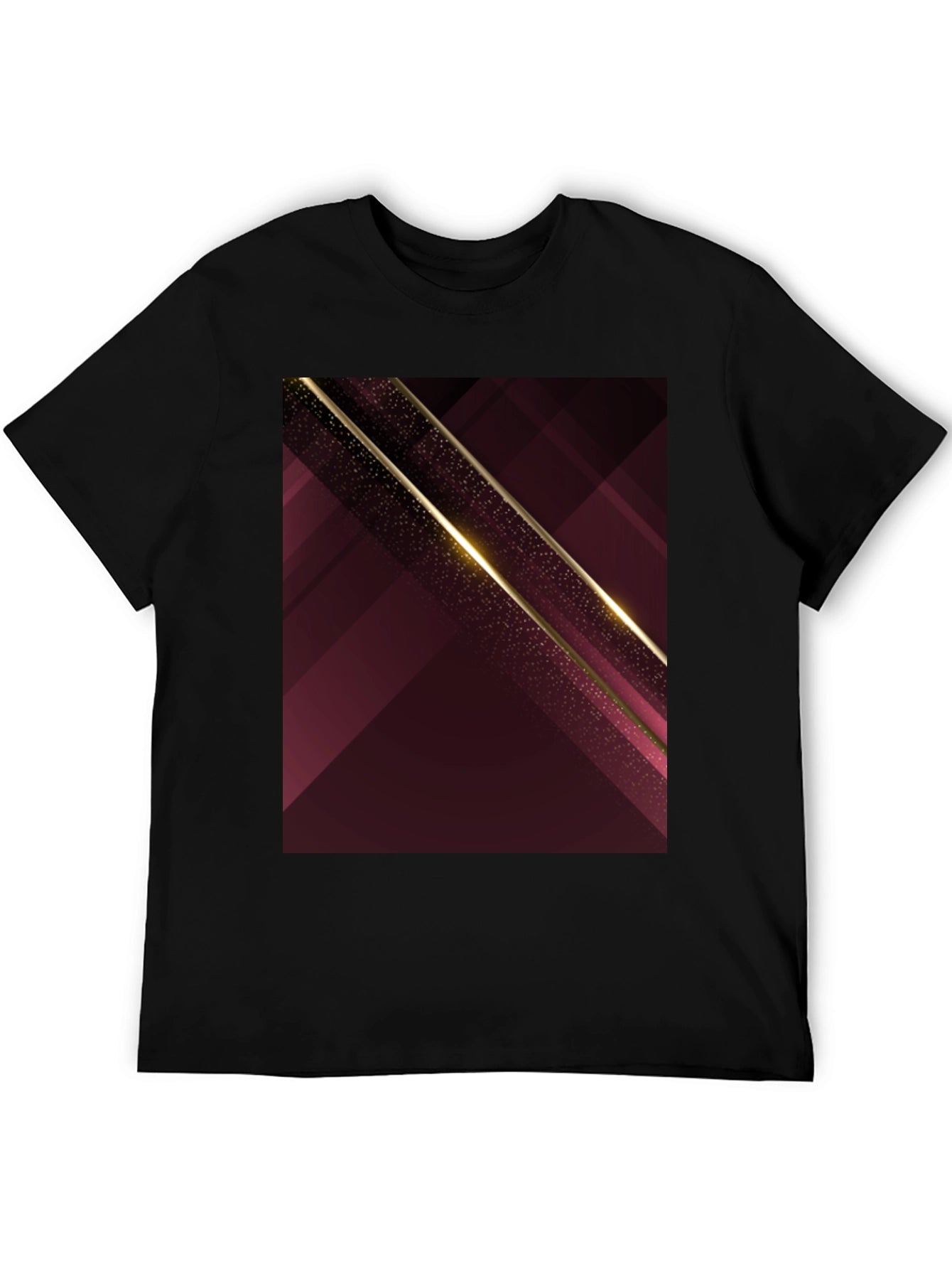Abstract Geometric Maroon & Gold Mens T-Shirt