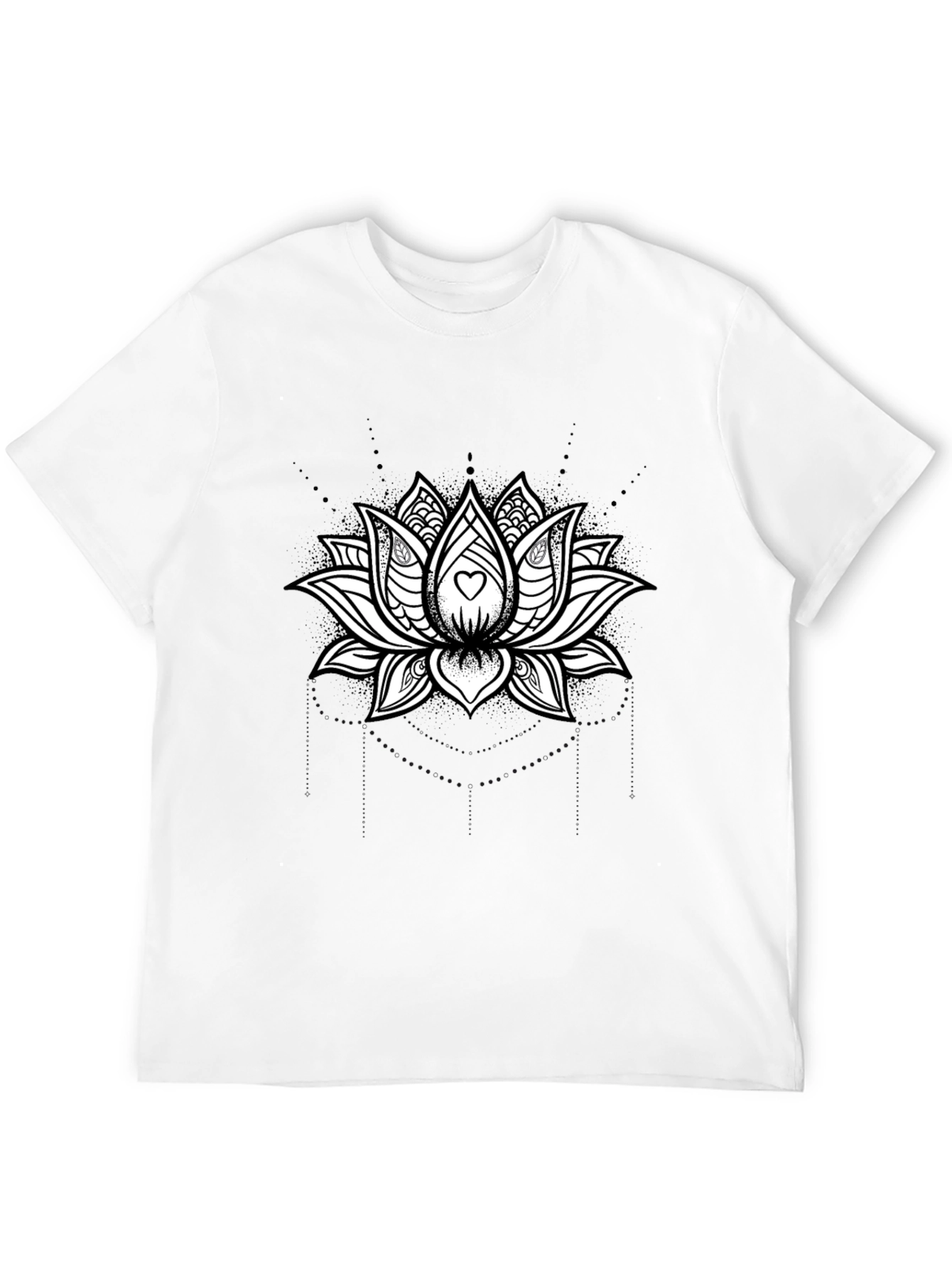 Lotus Heart Graphic Tee - Black Cotton Blend