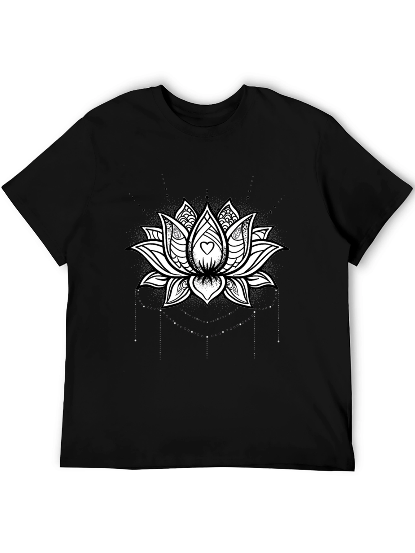 Lotus Heart Graphic Tee - Black Cotton Blend