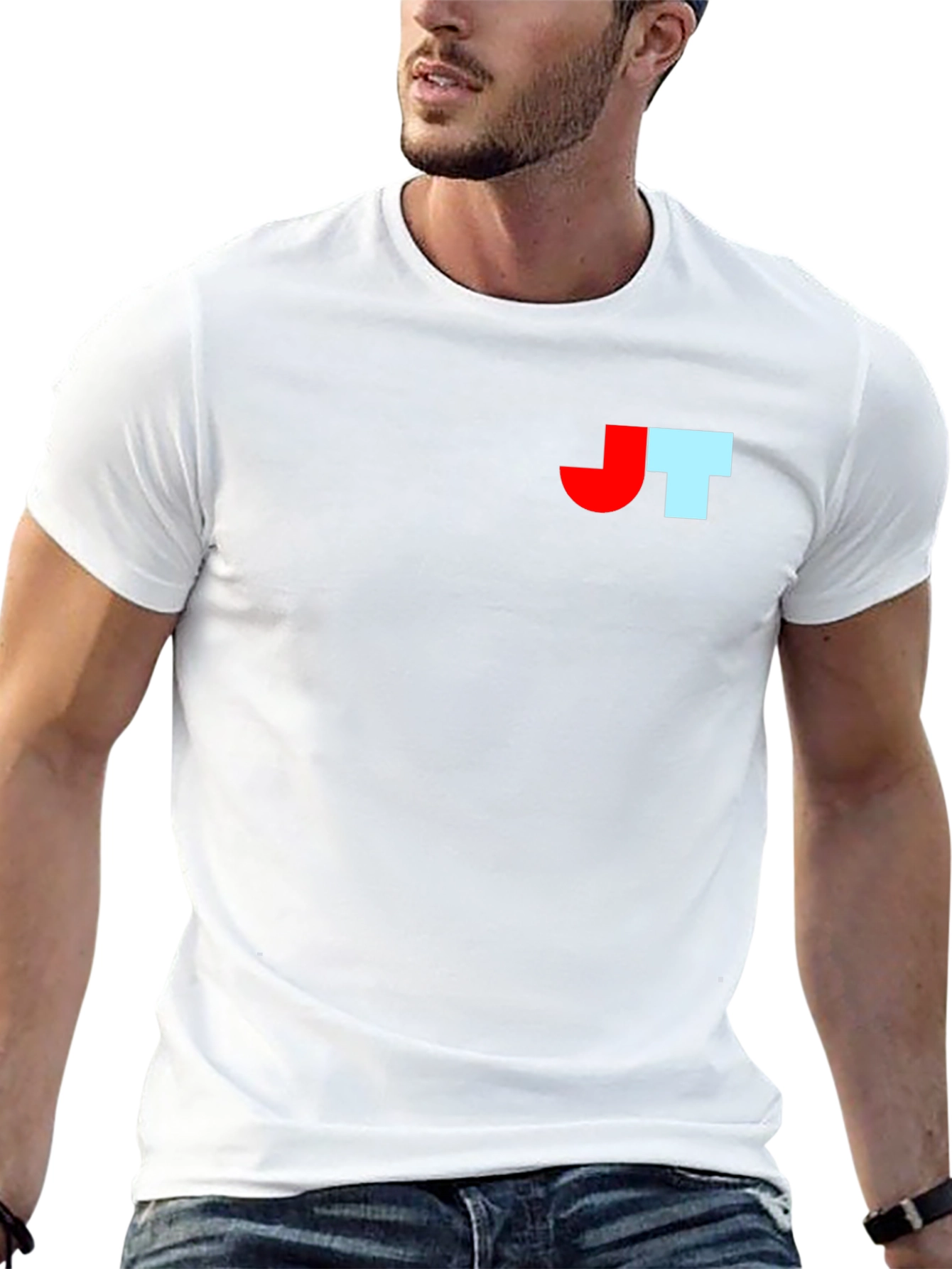 Black T-Shirt with Bold Initial Logo