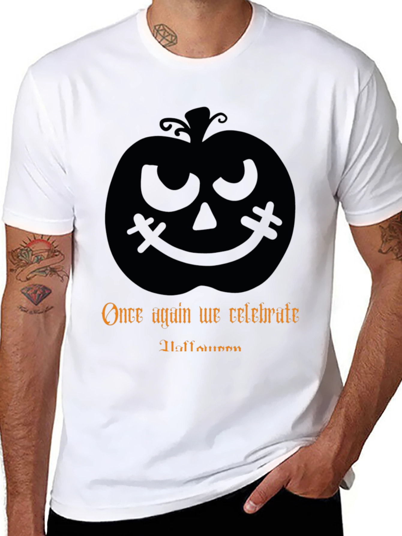 Halloween Pumpkin T-Shirt - Mens Black Tee