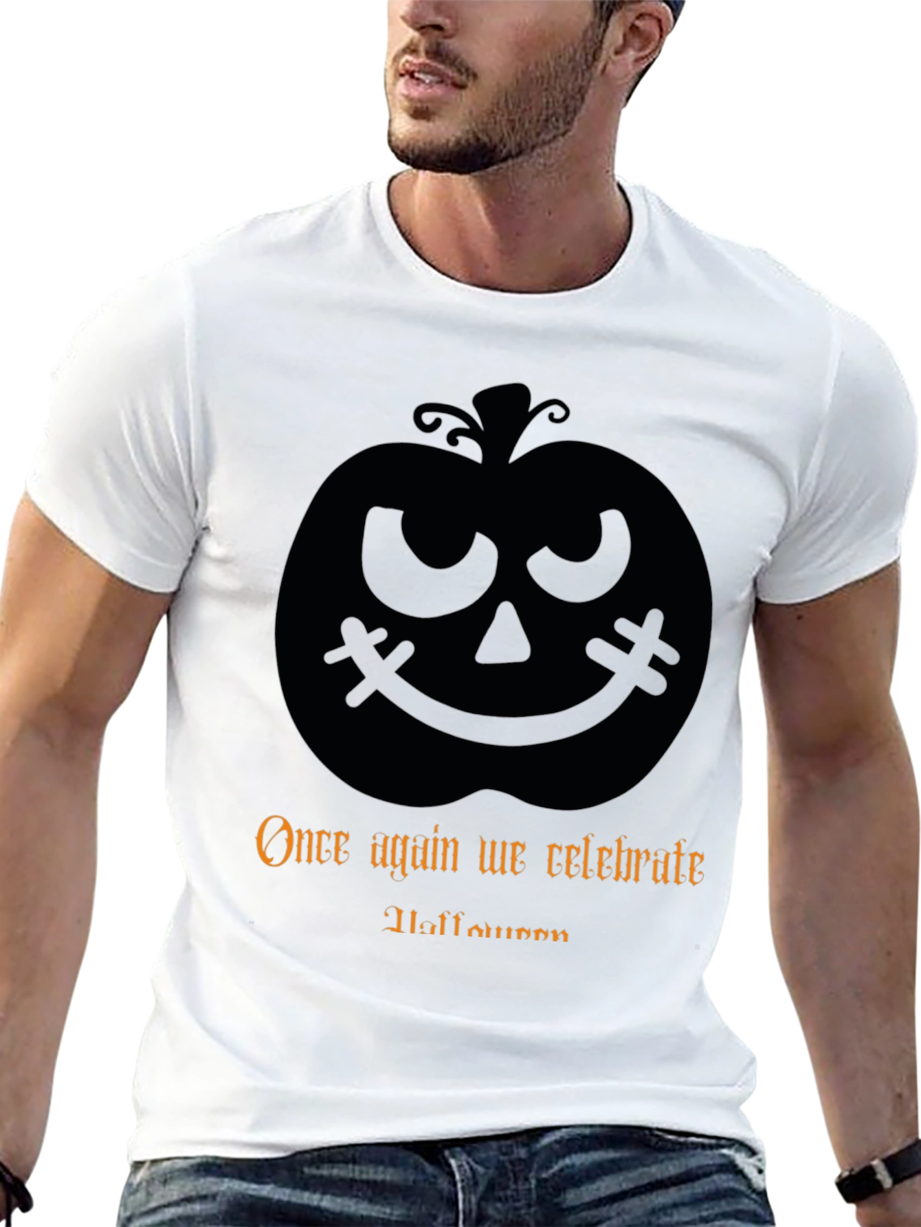Halloween Pumpkin T-Shirt - Mens Black Tee