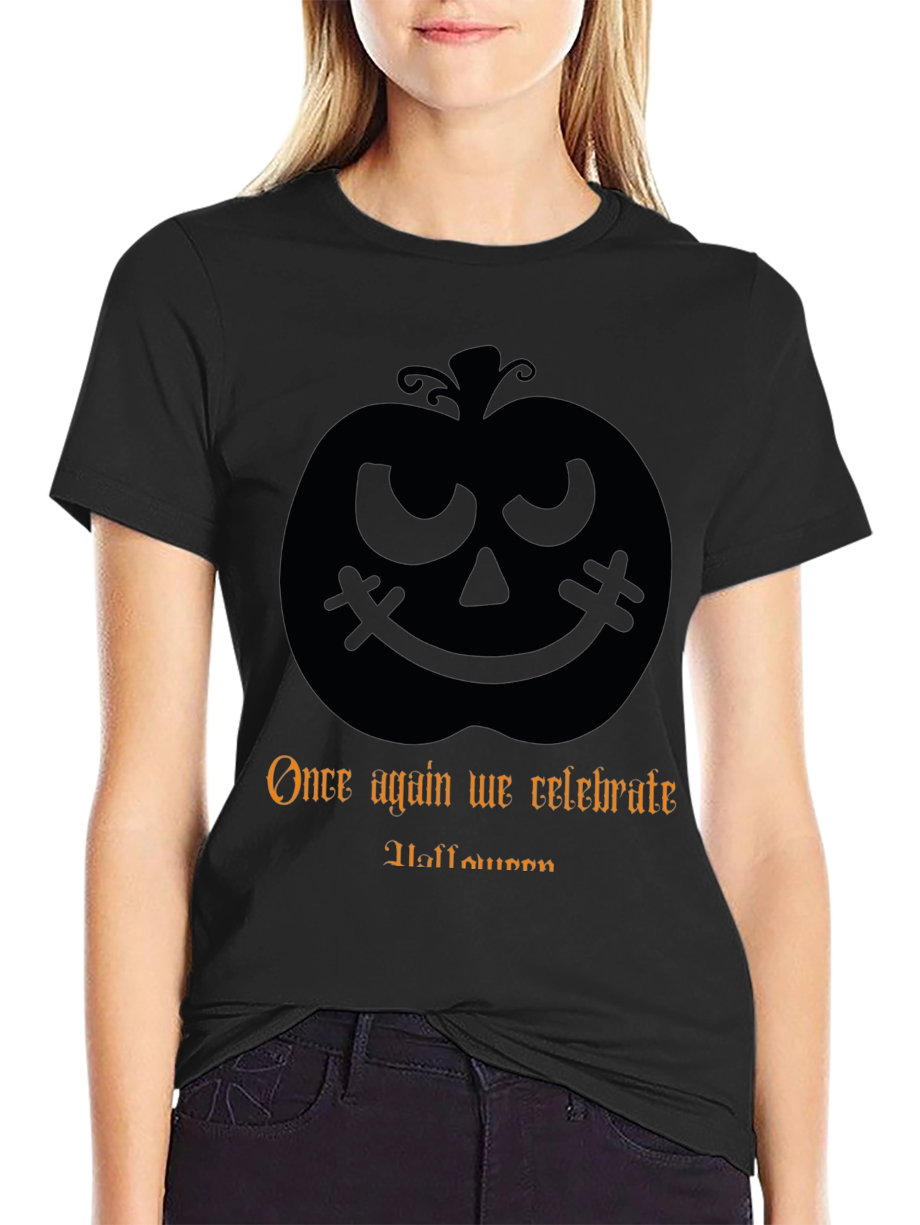 Halloween Pumpkin T-Shirt - Mens Black Tee