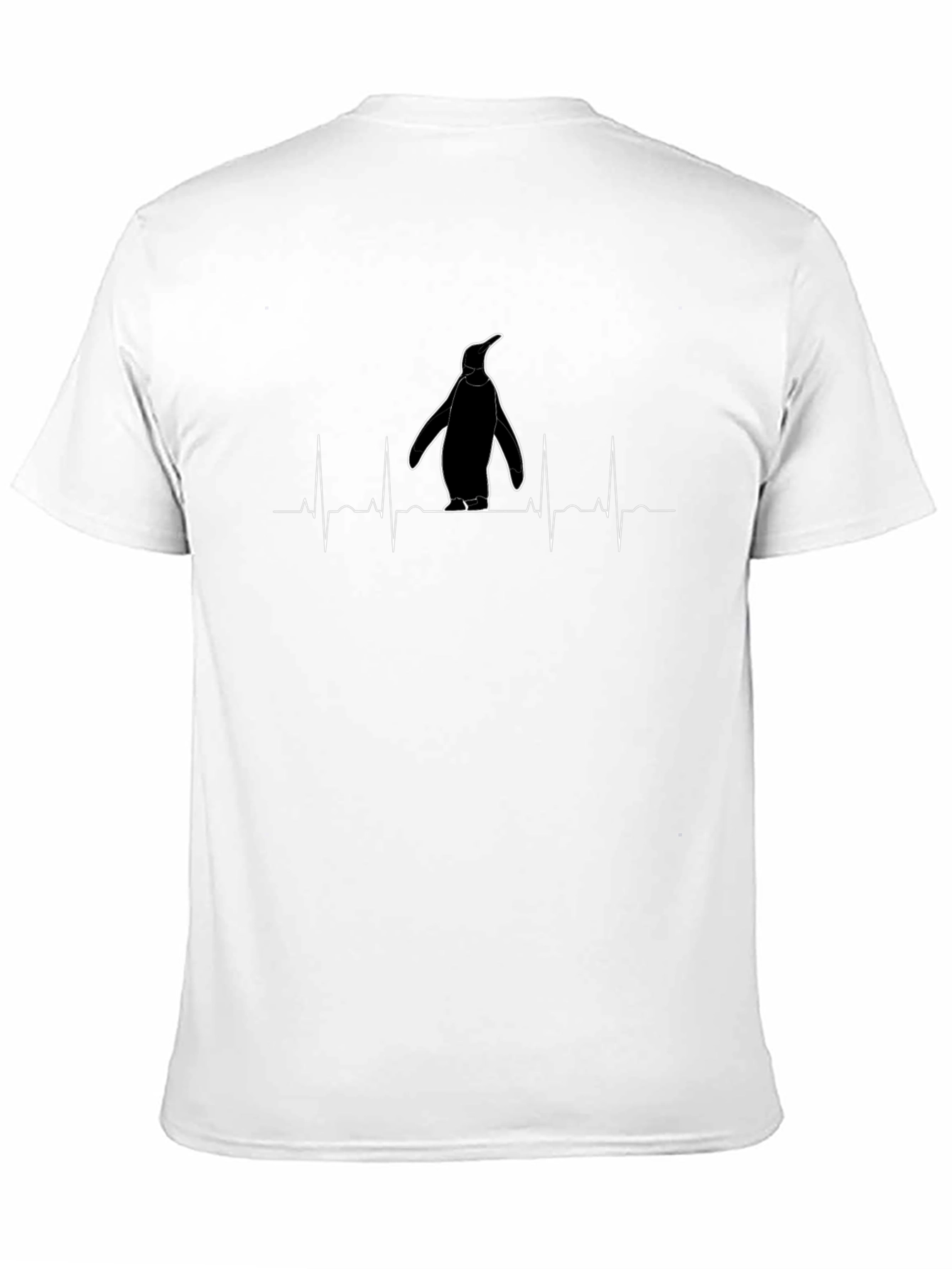 Penguin Heartbeat T-Shirt - Black Crew Neck