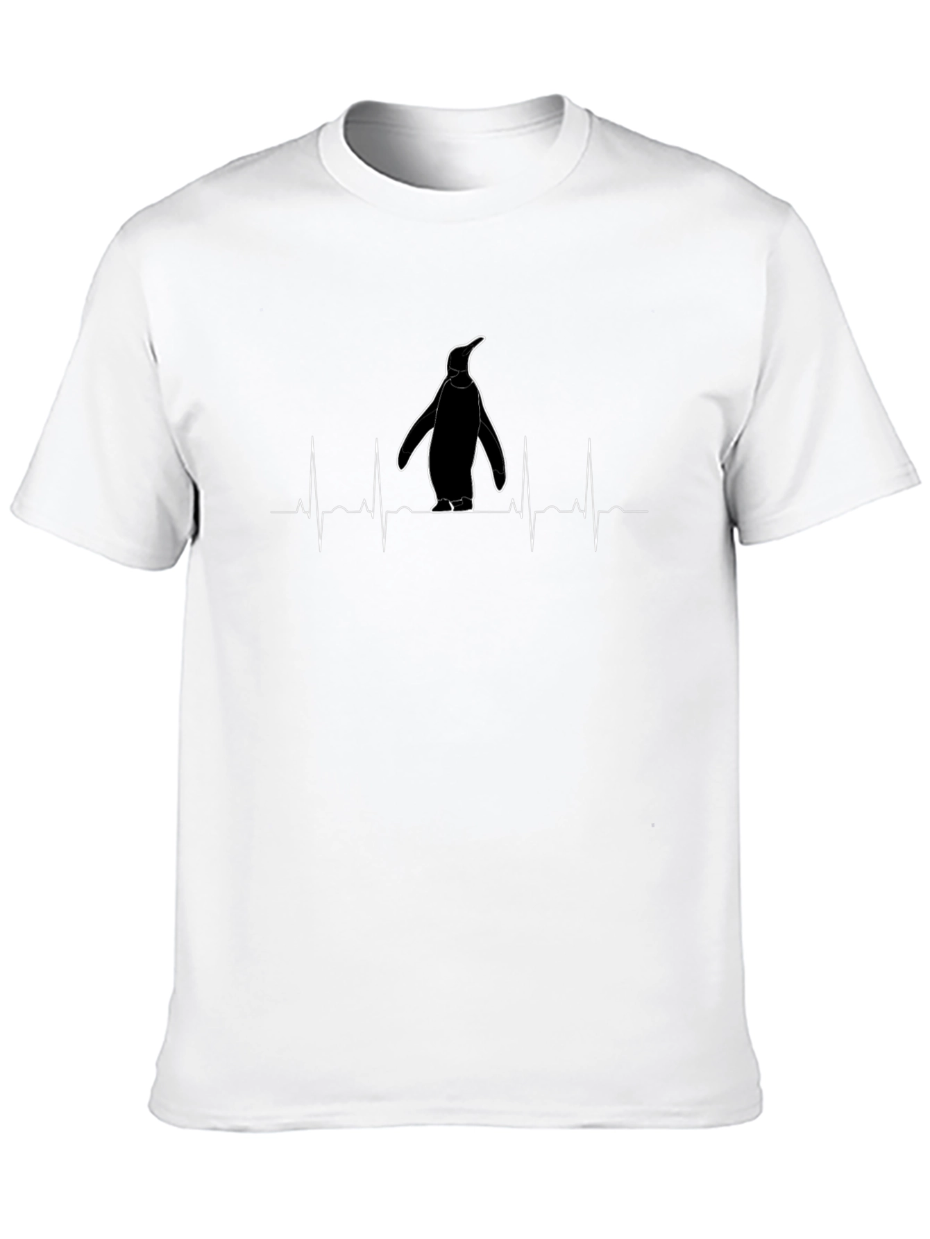 Penguin Heartbeat T-Shirt - Black Crew Neck