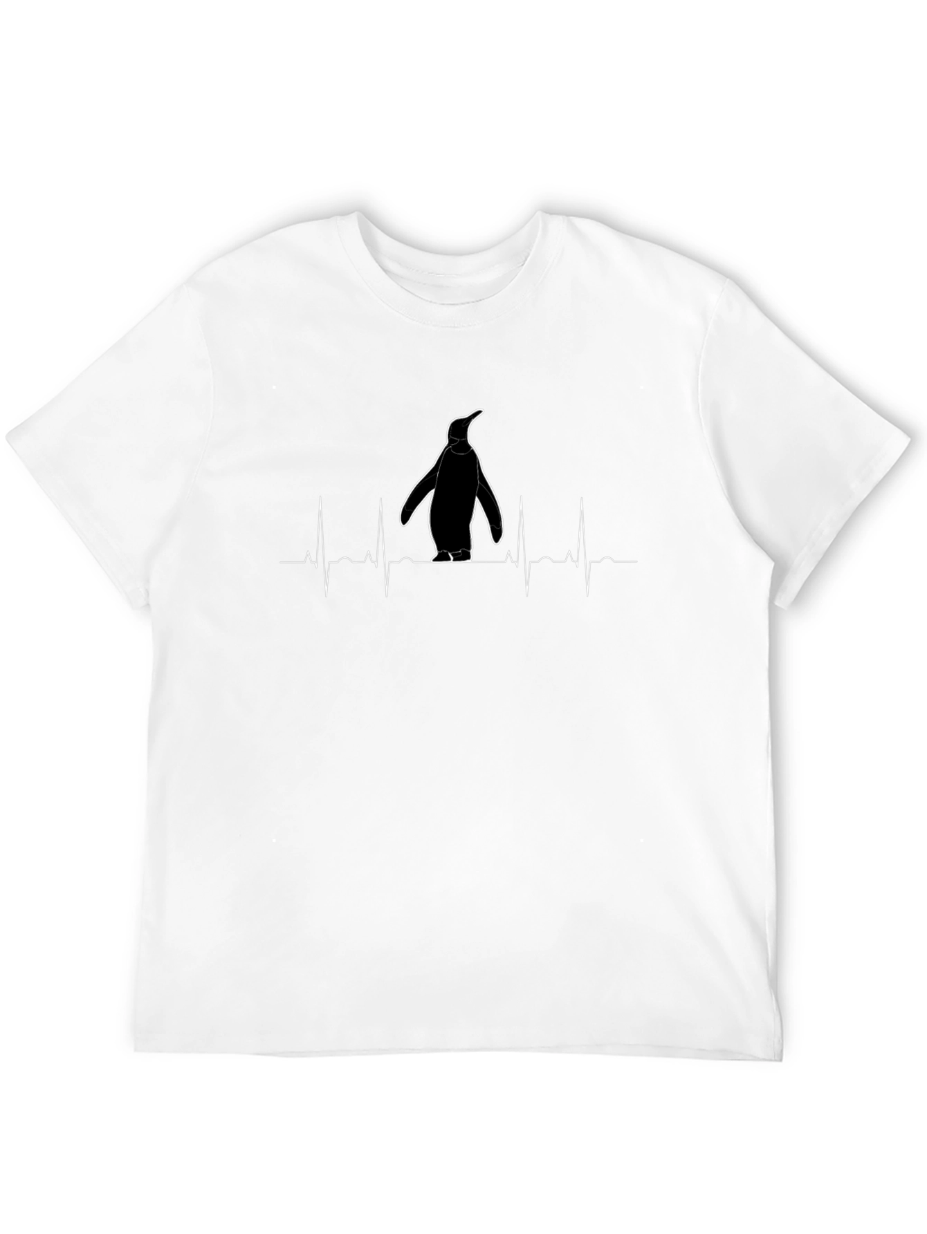 Penguin Heartbeat T-Shirt - Black Crew Neck