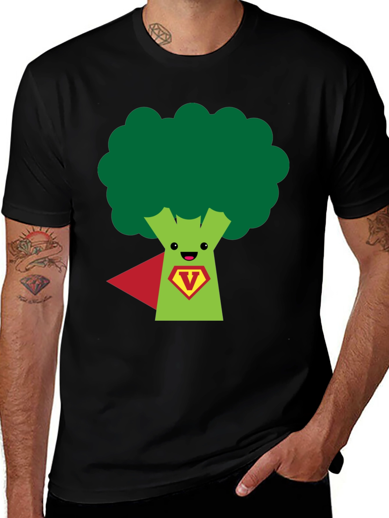 Super Broccoli Hero T-Shirt - Funny Vegan Power Tee